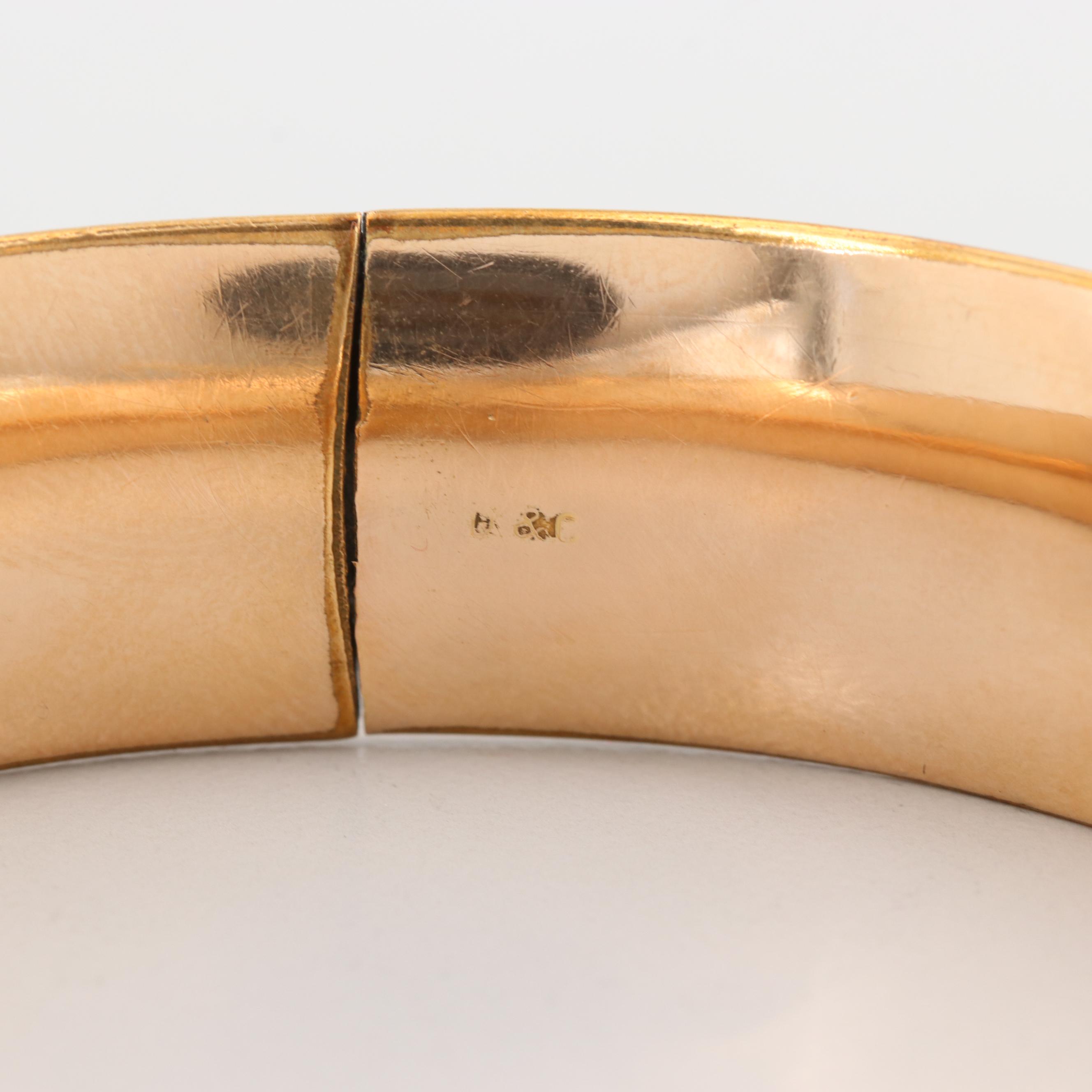 Vintage Gold Tone Engraved Bangle Bracelet