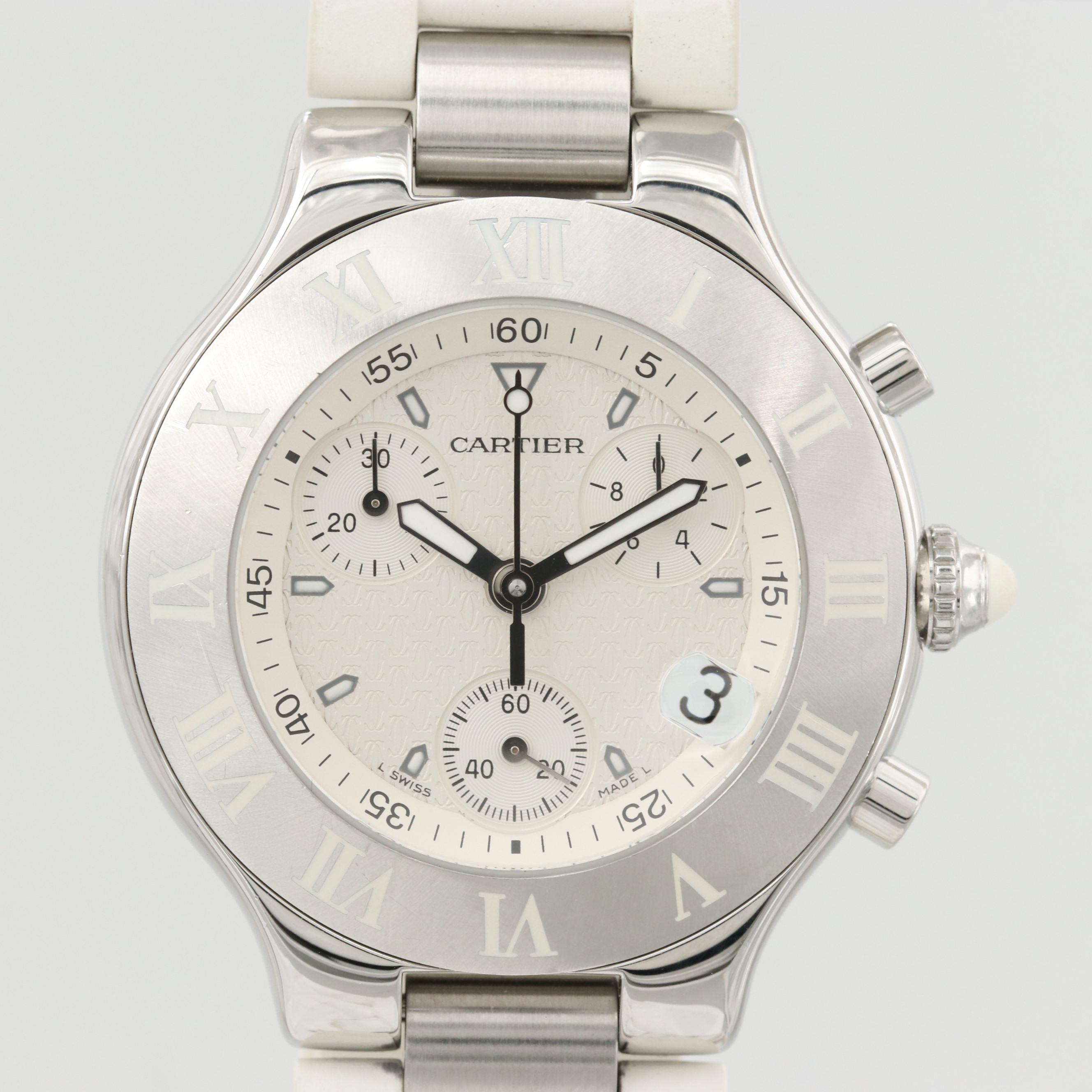 Cartier 21 Chronoscaph Stainless Steel Quartz Chronograph Watch