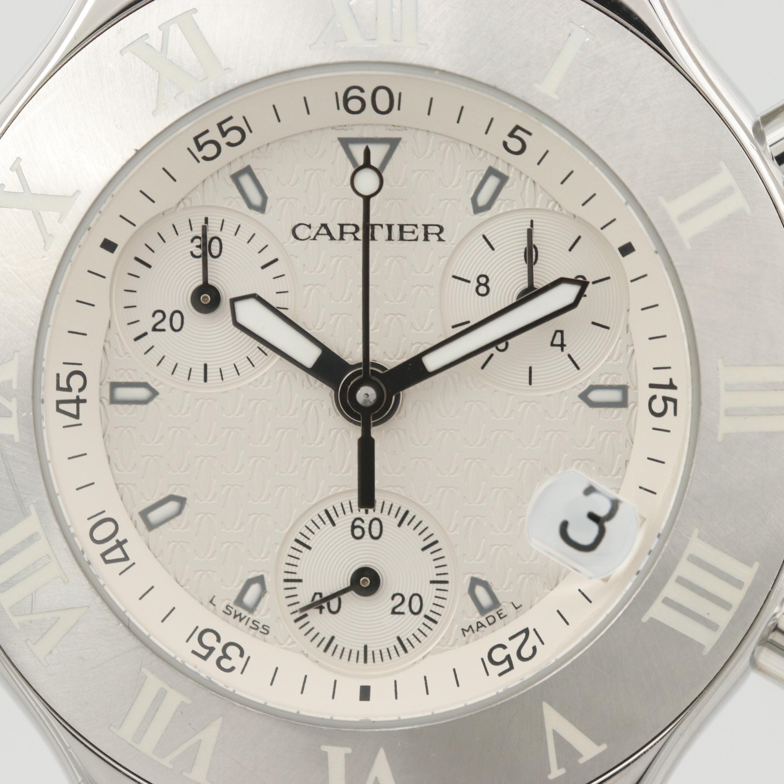 Cartier 21 Chronoscaph Stainless Steel Quartz Chronograph Watch