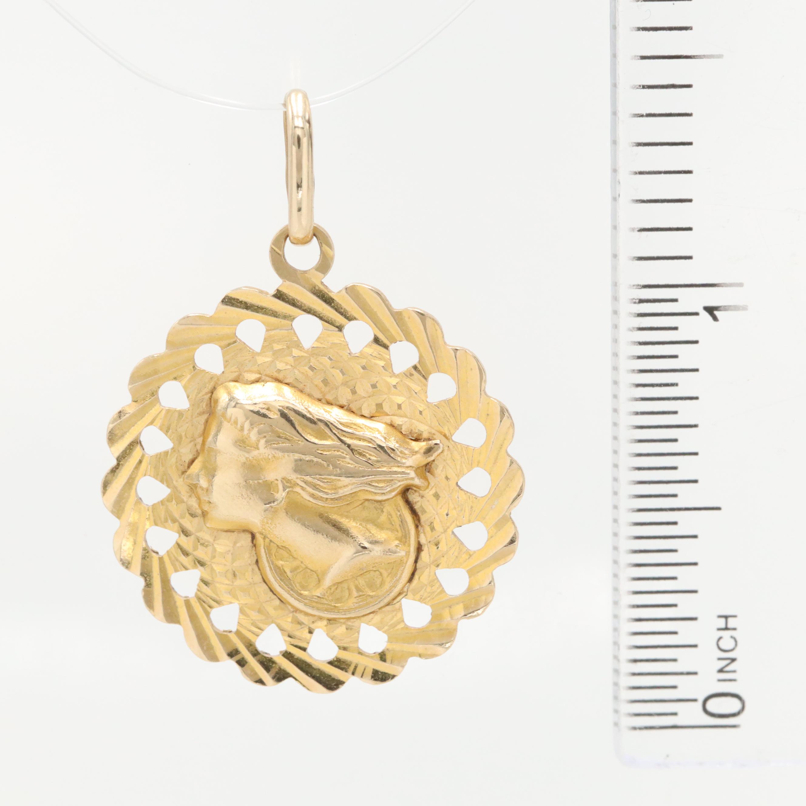 14K Yellow Gold Lady Justice Pendant