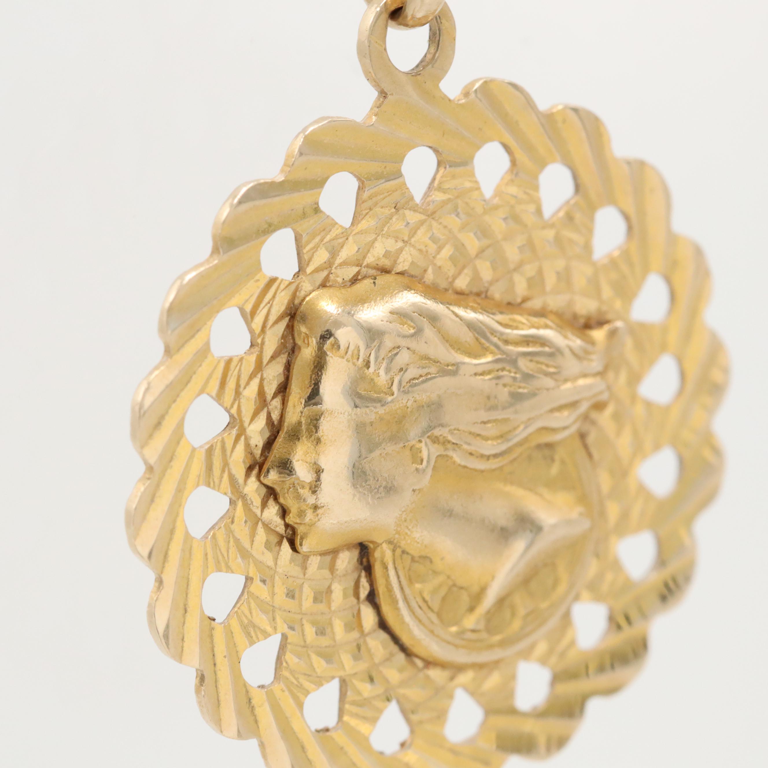 14K Yellow Gold Lady Justice Pendant