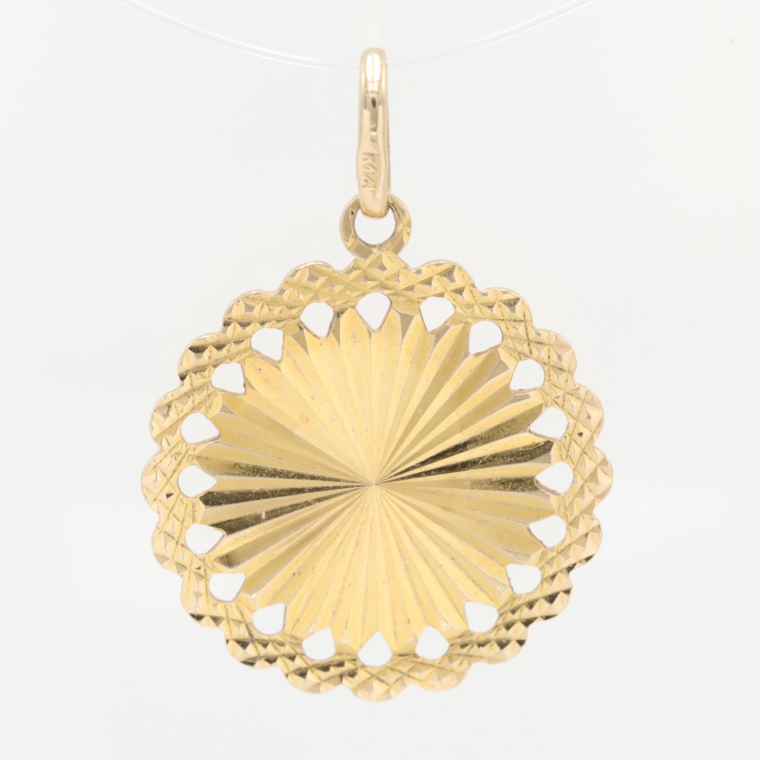 14K Yellow Gold Lady Justice Pendant