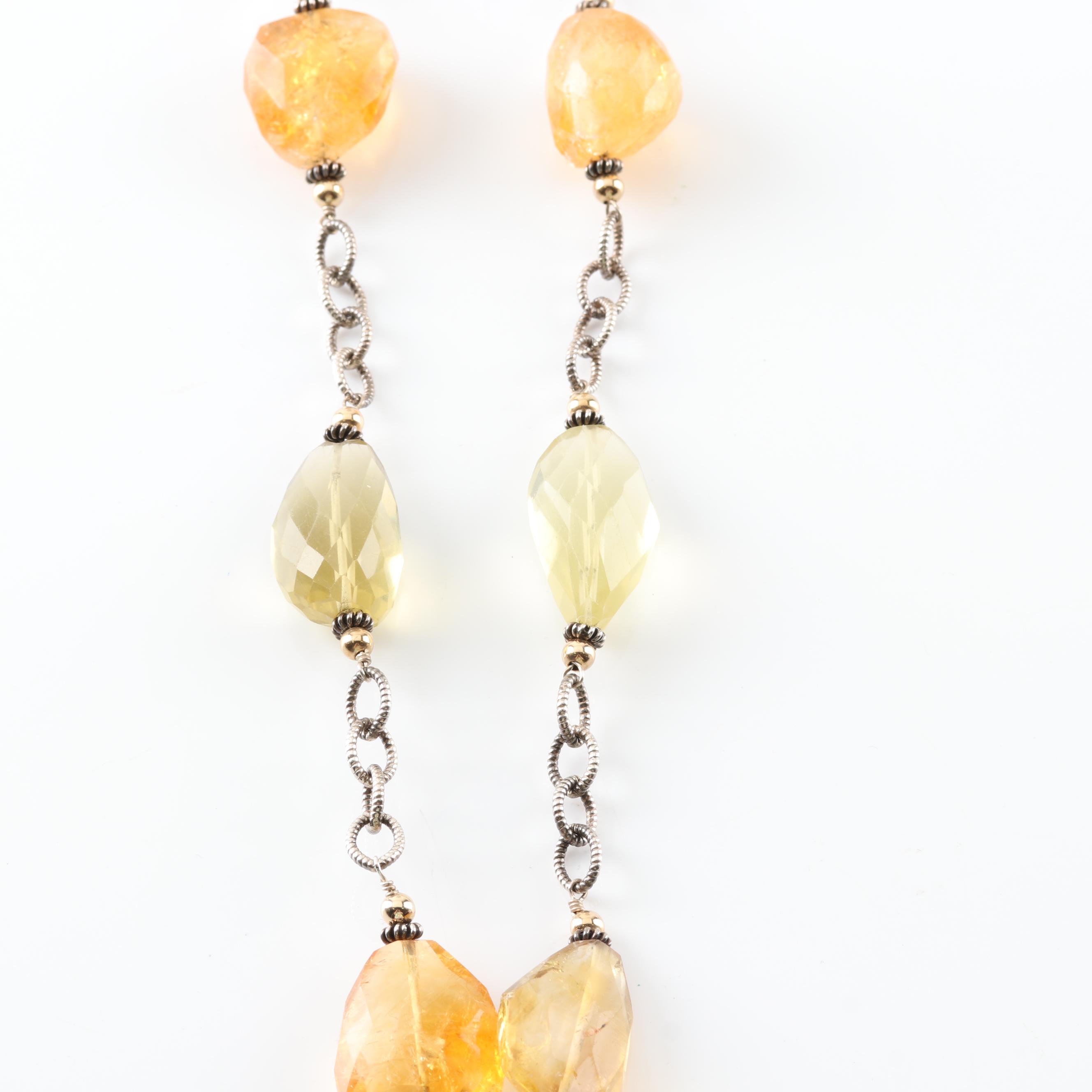 Shannon Diego Sterling Silver Quartz Bead Necklace with Prehnite Earrings