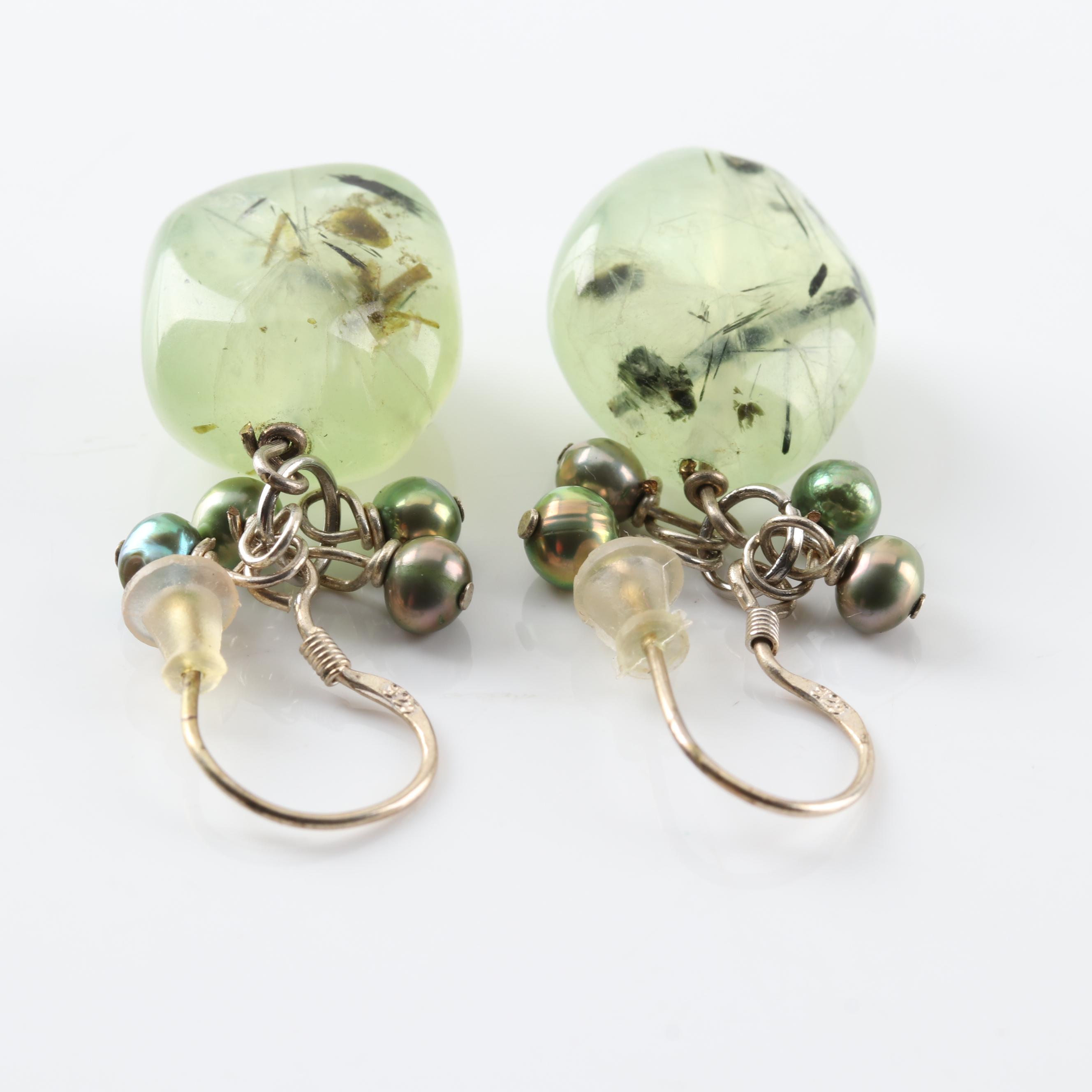 Shannon Diego Sterling Silver Quartz Bead Necklace with Prehnite Earrings