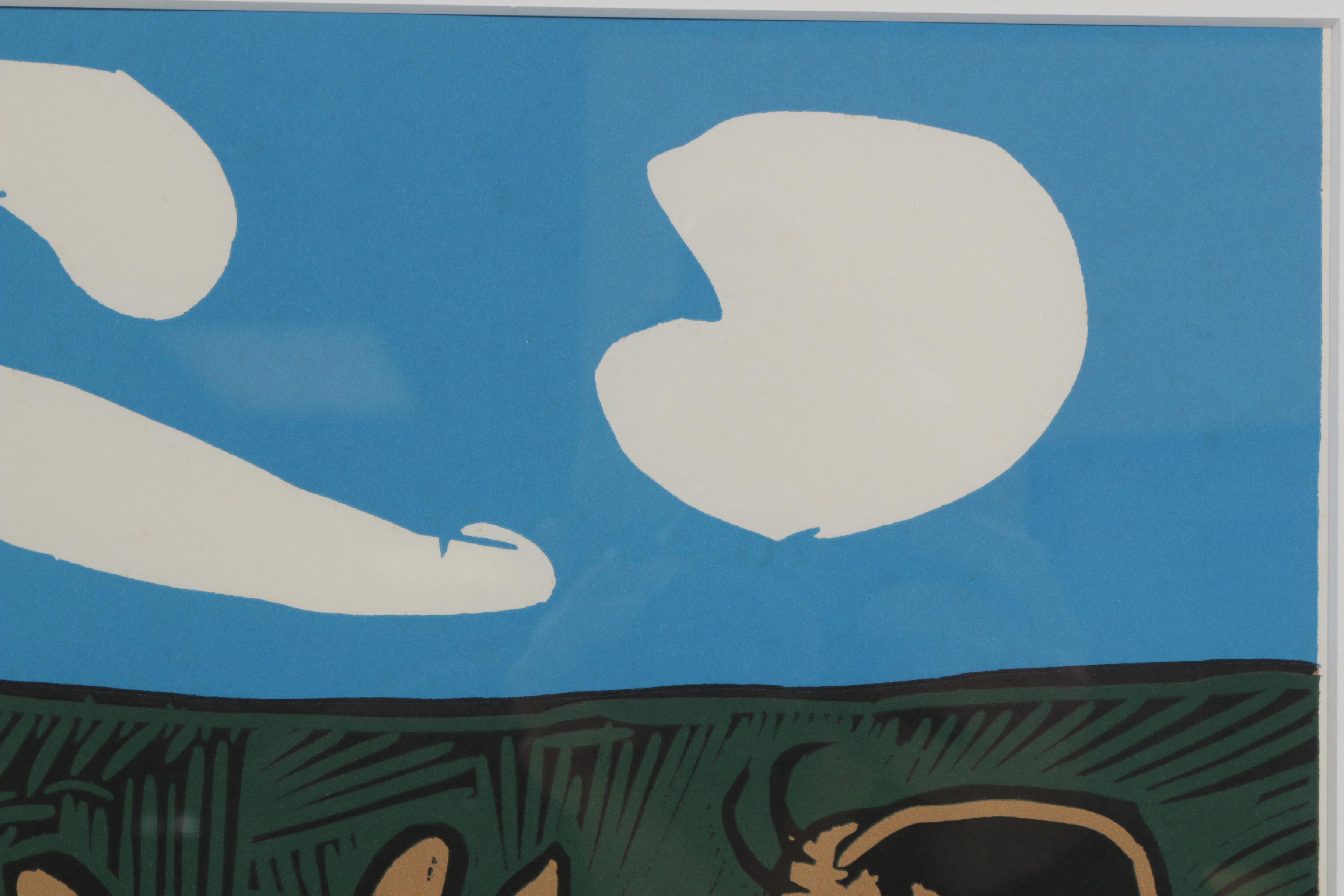 Pablo Picasso Linoleum Cut "Bacchanal with Four Clouds"