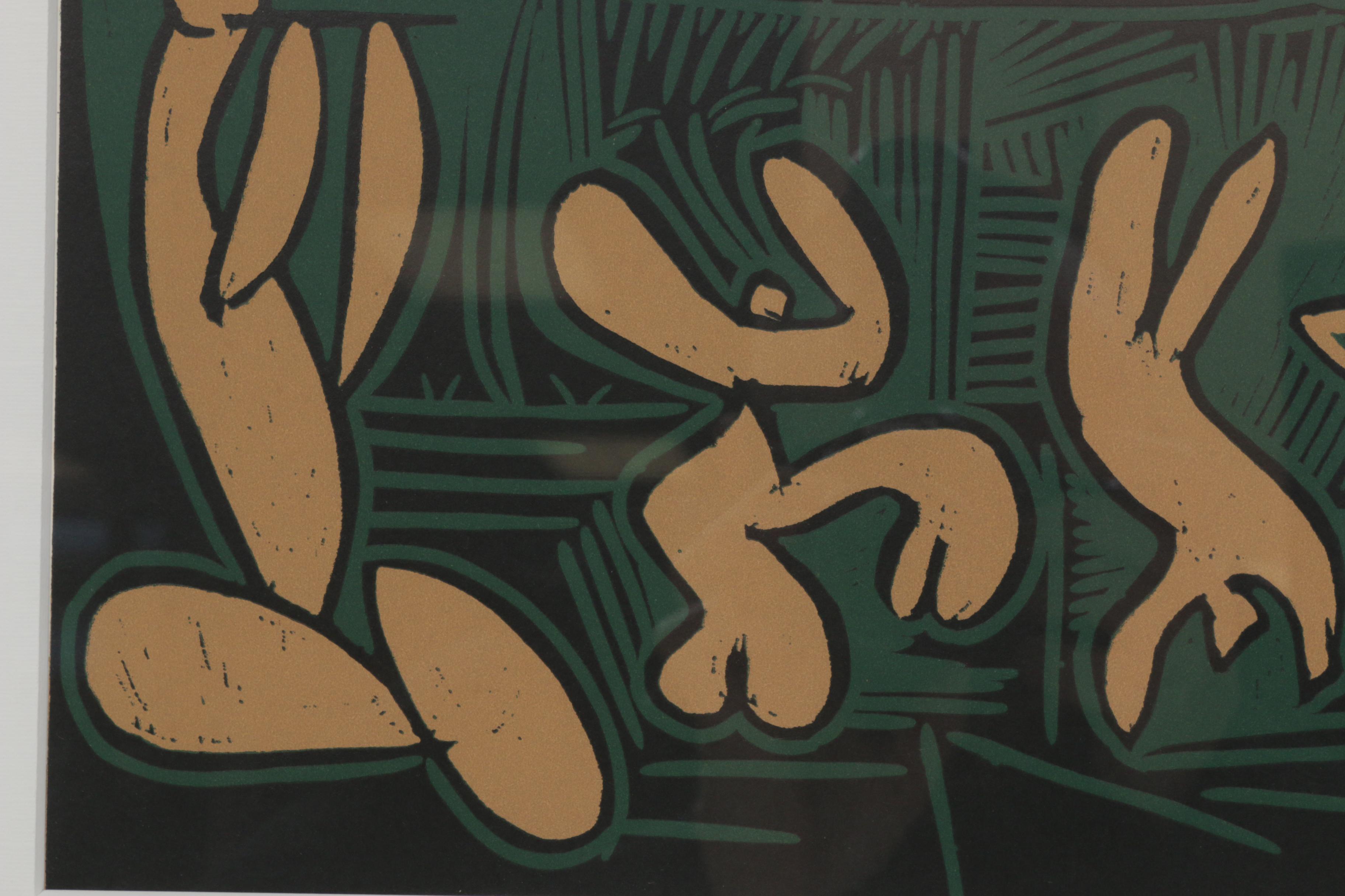 Pablo Picasso Linoleum Cut "Bacchanal with Four Clouds"