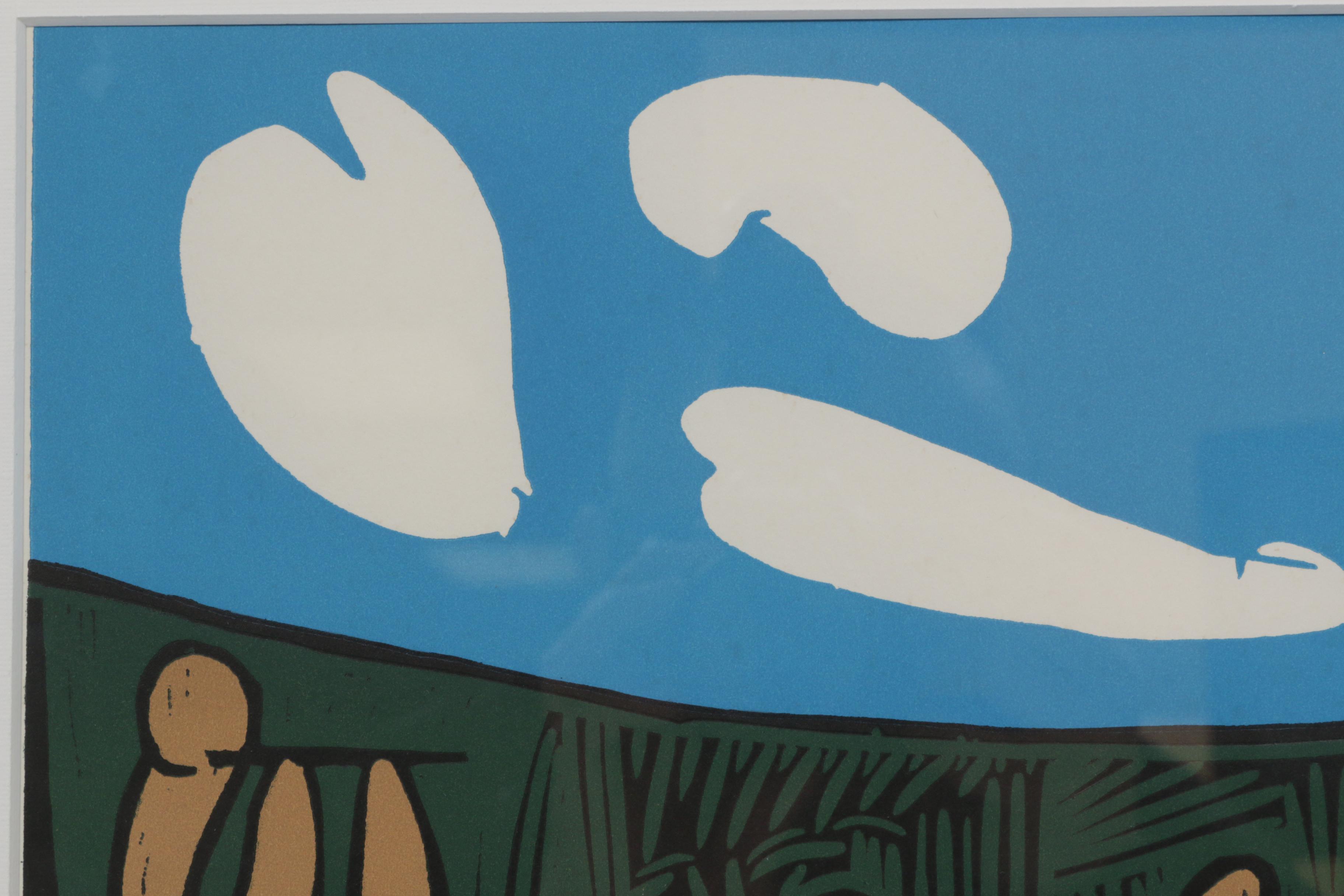 Pablo Picasso Linoleum Cut "Bacchanal with Four Clouds"