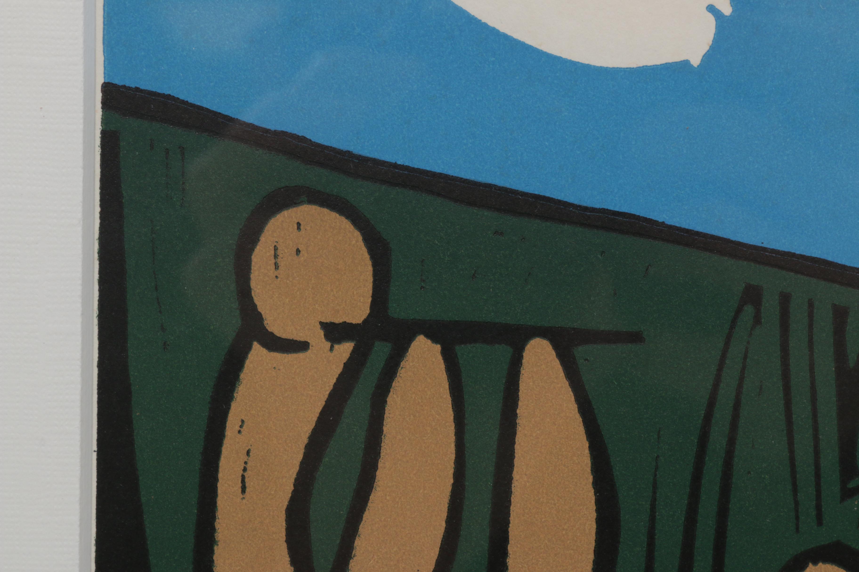 Pablo Picasso Linoleum Cut "Bacchanal with Four Clouds"