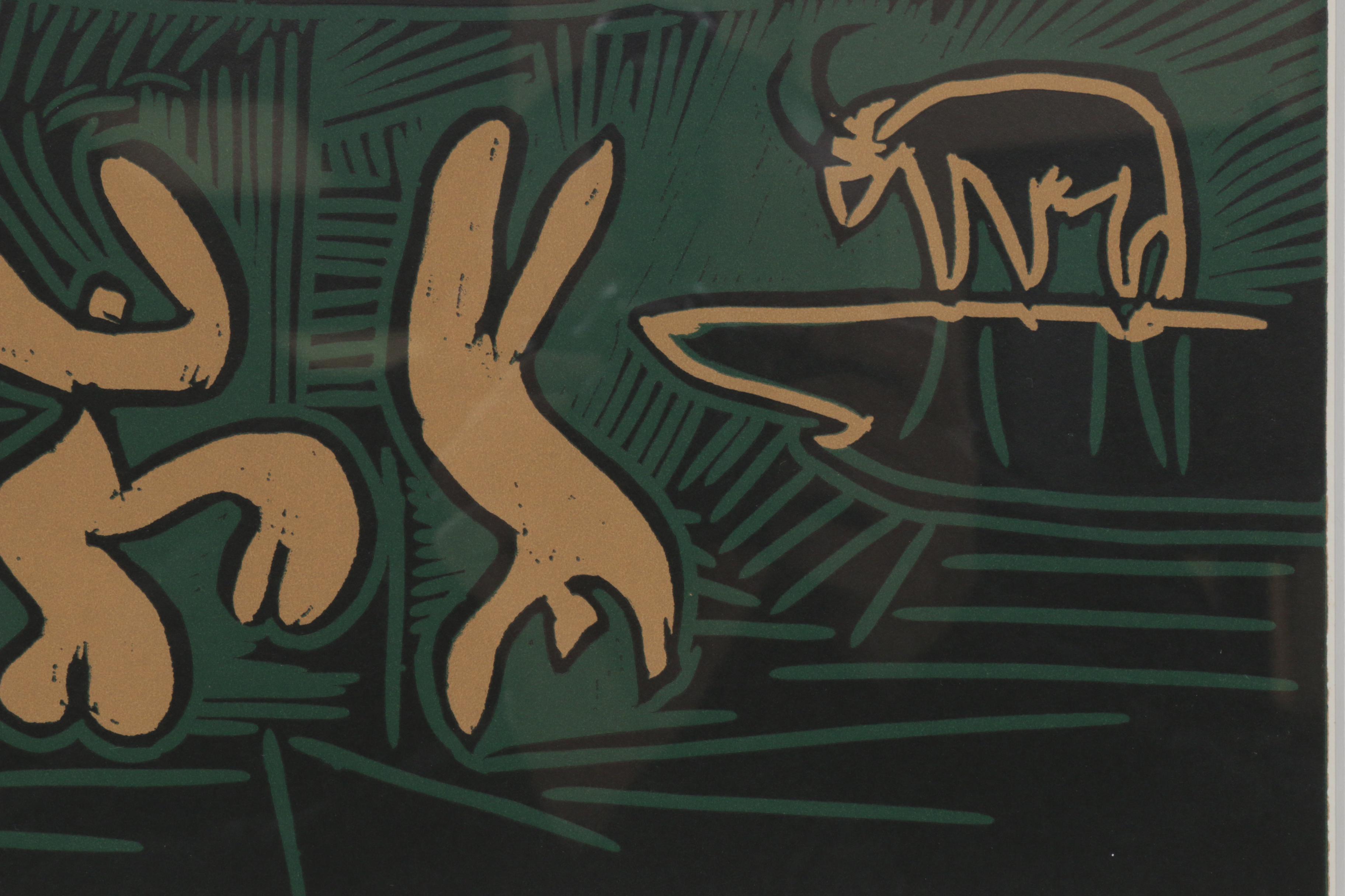 Pablo Picasso Linoleum Cut "Bacchanal with Four Clouds"