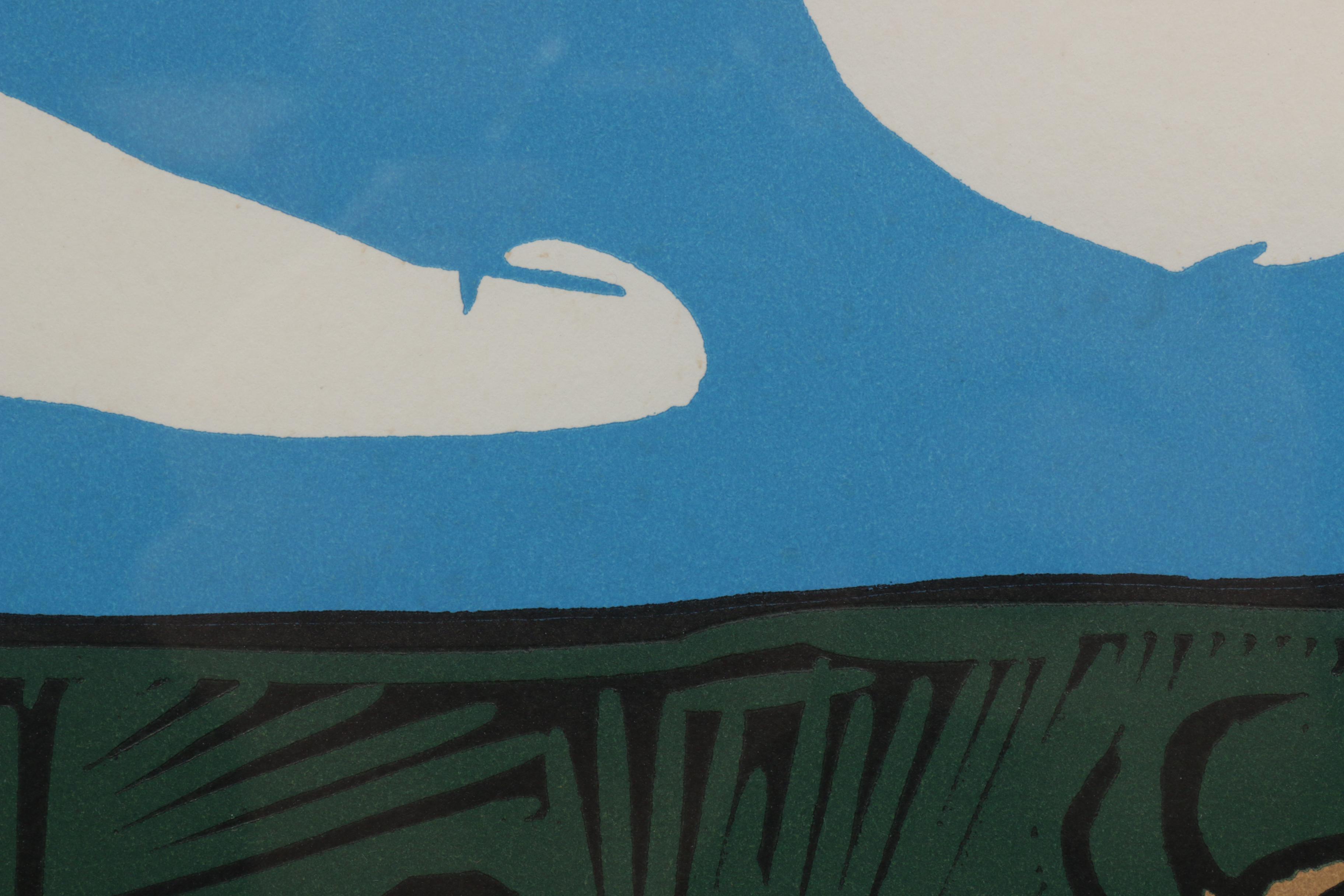 Pablo Picasso Linoleum Cut "Bacchanal with Four Clouds"