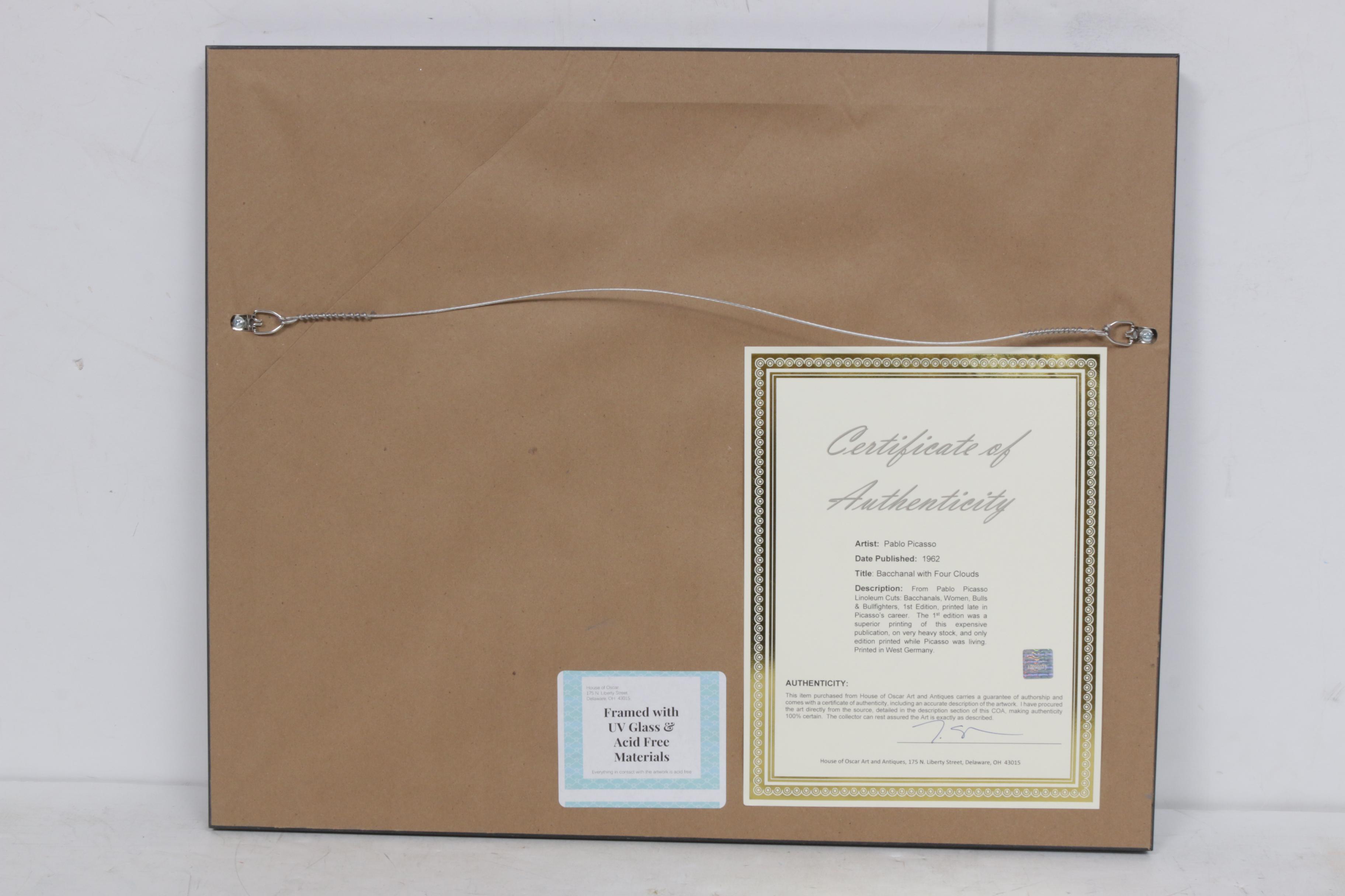 Pablo Picasso Linoleum Cut "Bacchanal with Four Clouds"