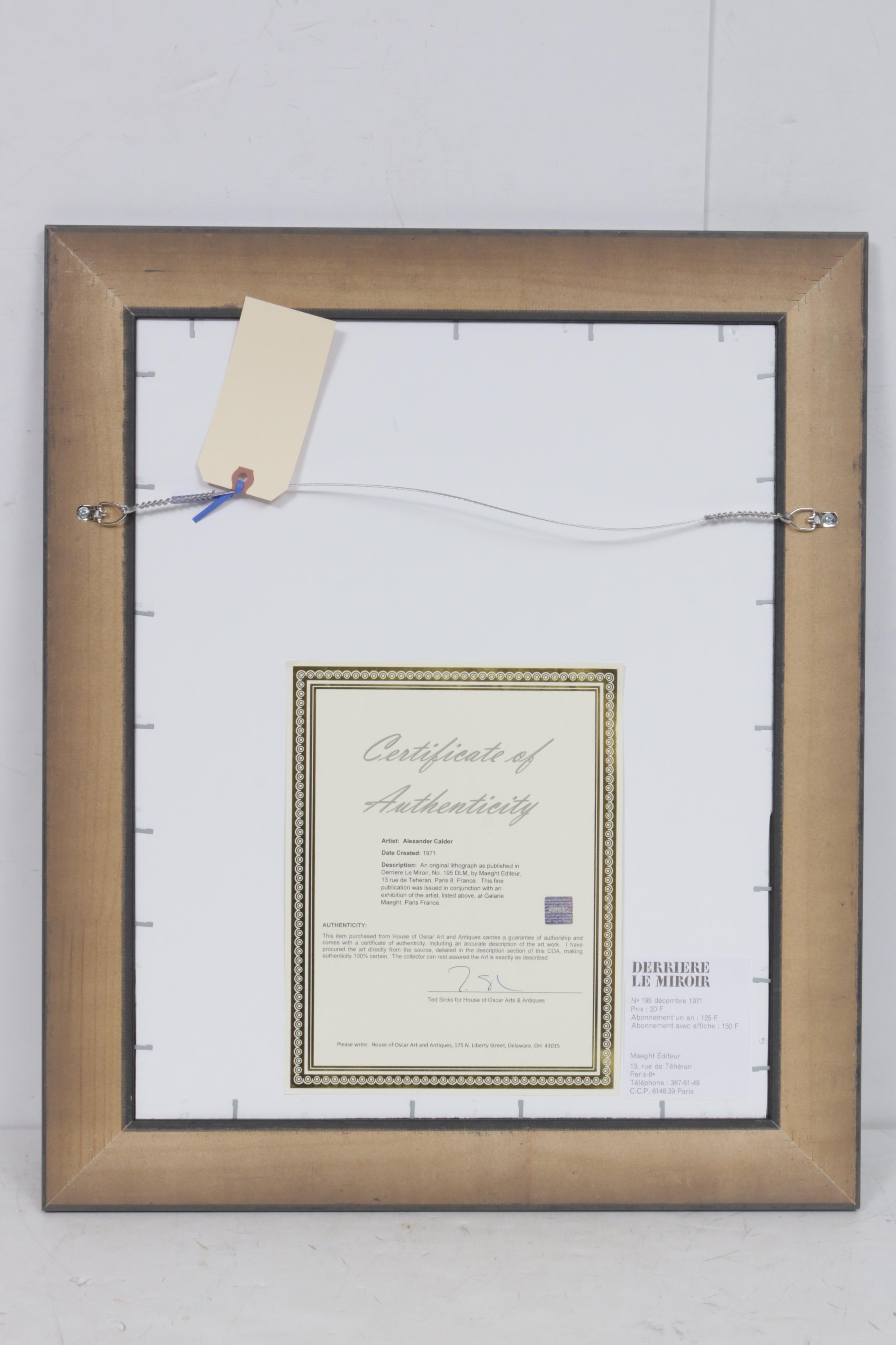 Alexander Calder Color Lithograph for "Derriere le Miroir"