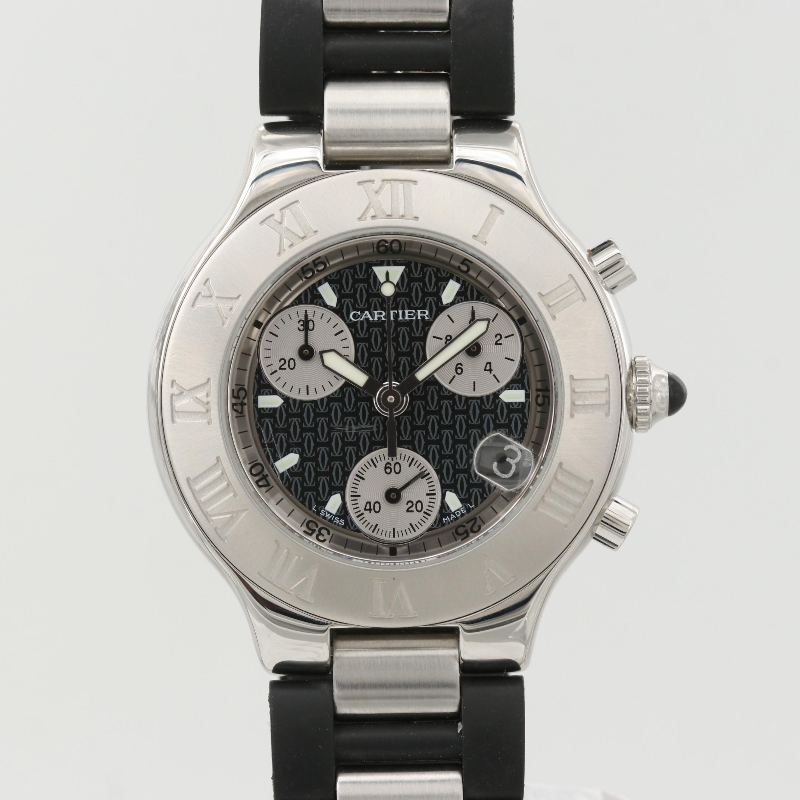 Cartier 21 Stainless Steel Chronograph Quartz Watch