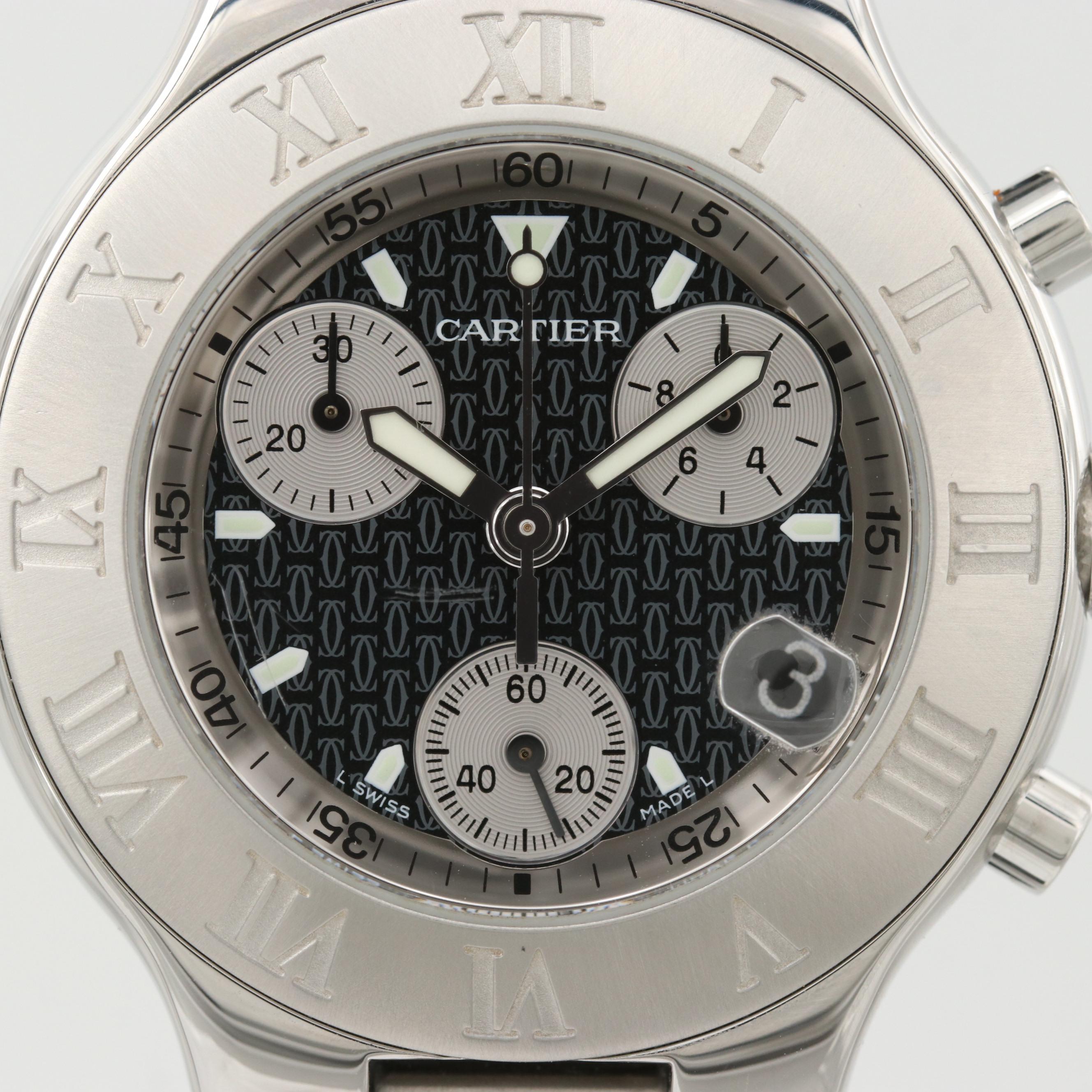Cartier 21 Stainless Steel Chronograph Quartz Watch