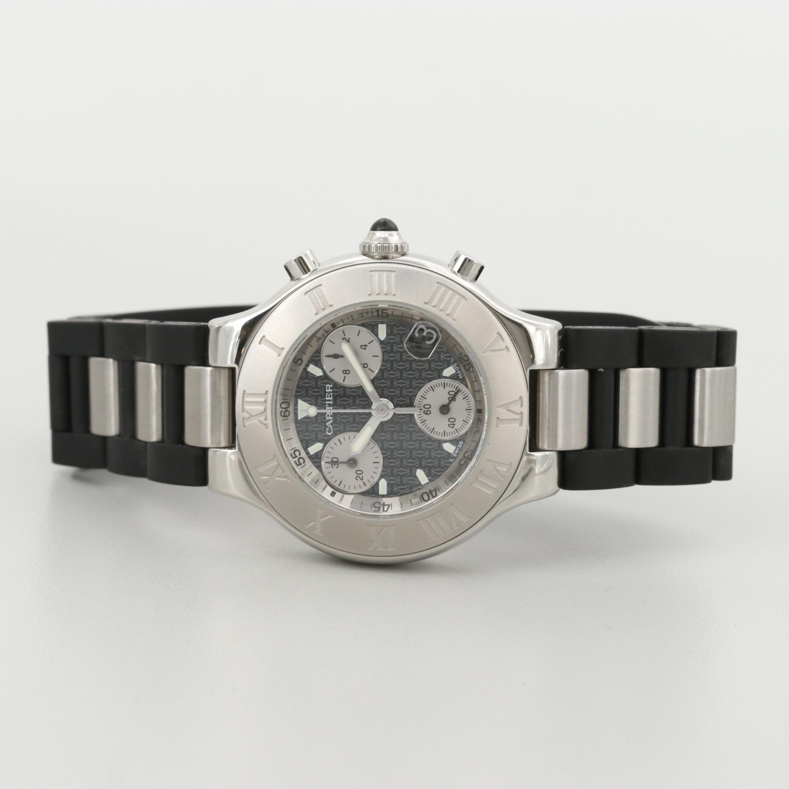 Cartier 21 Stainless Steel Chronograph Quartz Watch