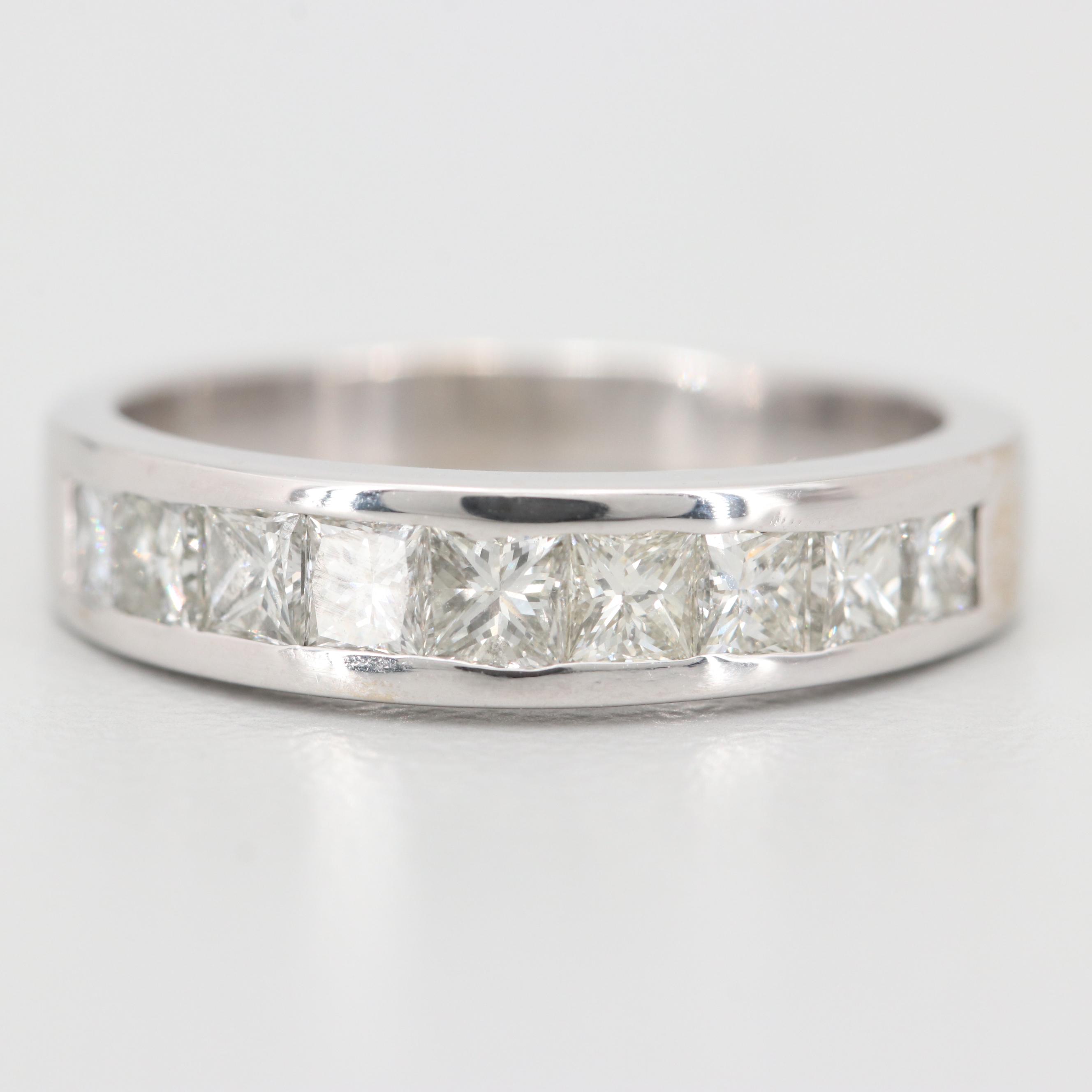 14K White Gold Princess Cut Diamond Band
