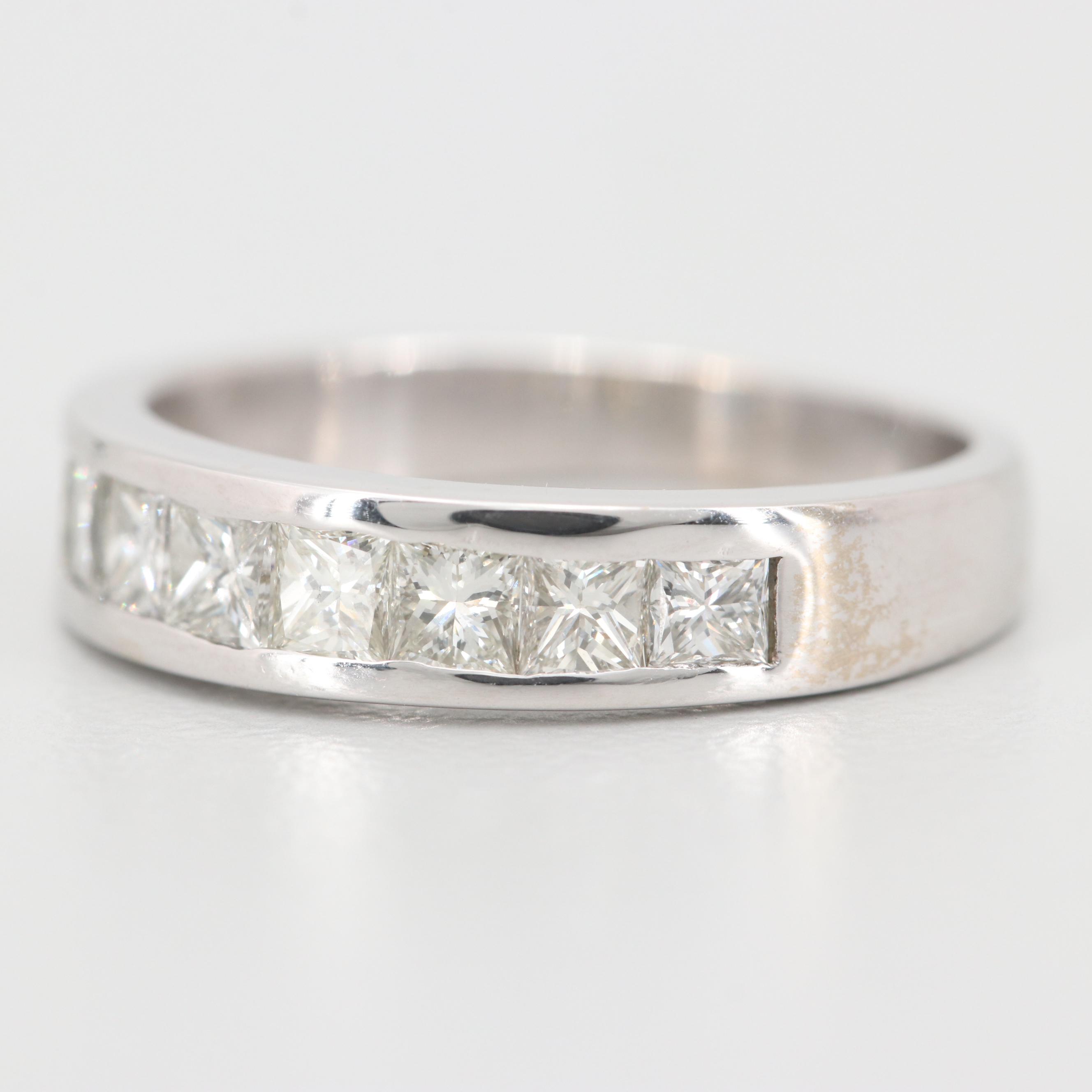 14K White Gold Princess Cut Diamond Band