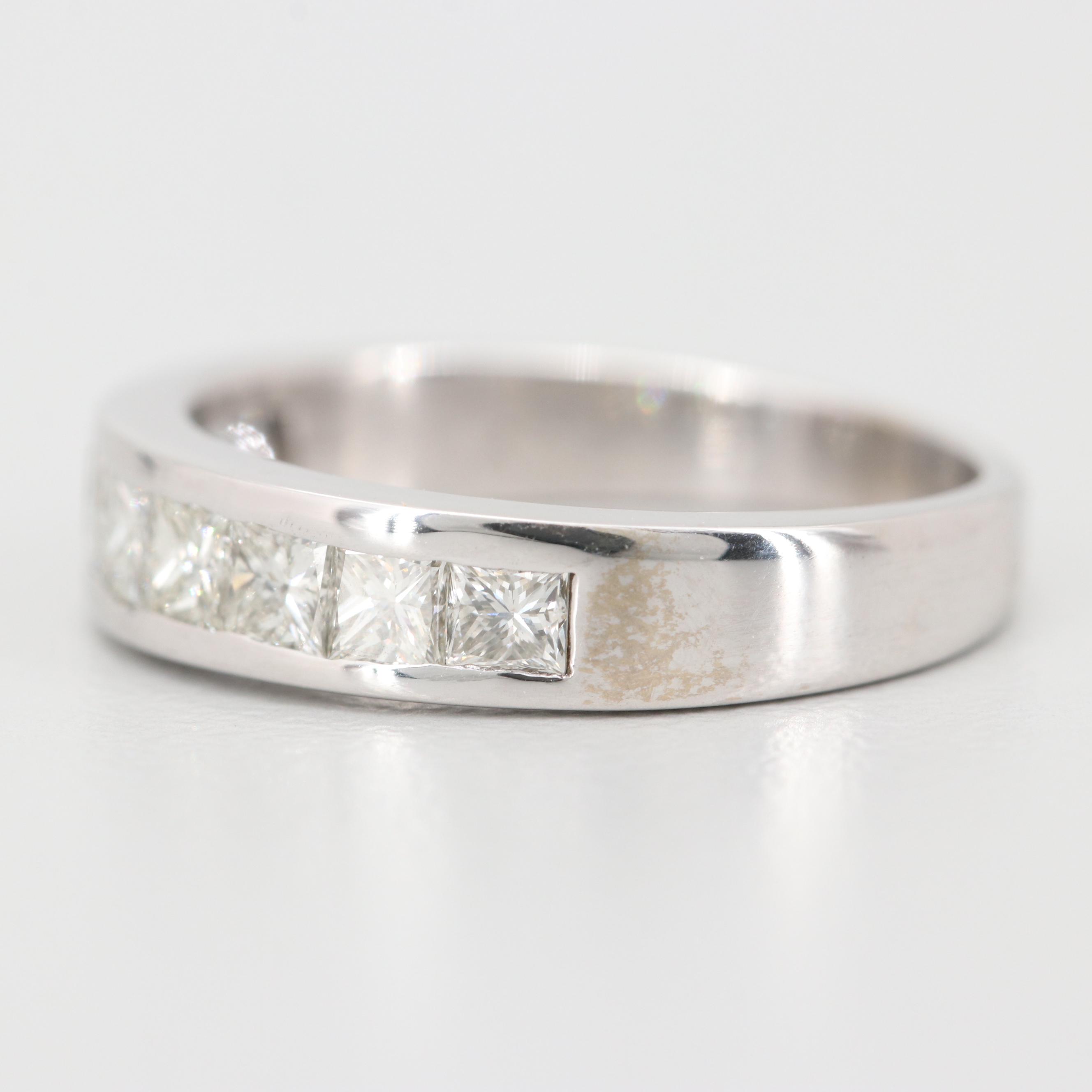 14K White Gold Princess Cut Diamond Band
