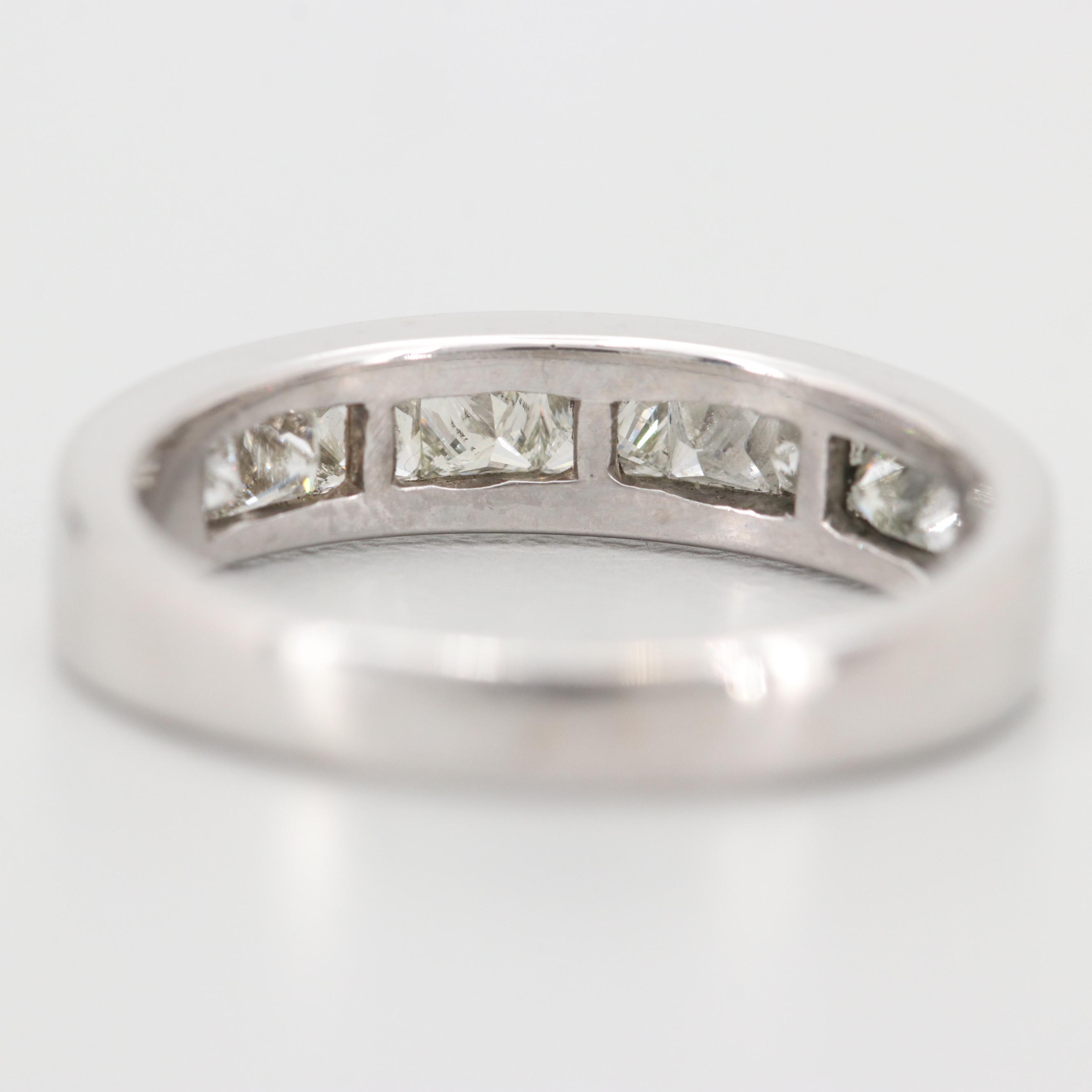 14K White Gold Princess Cut Diamond Band