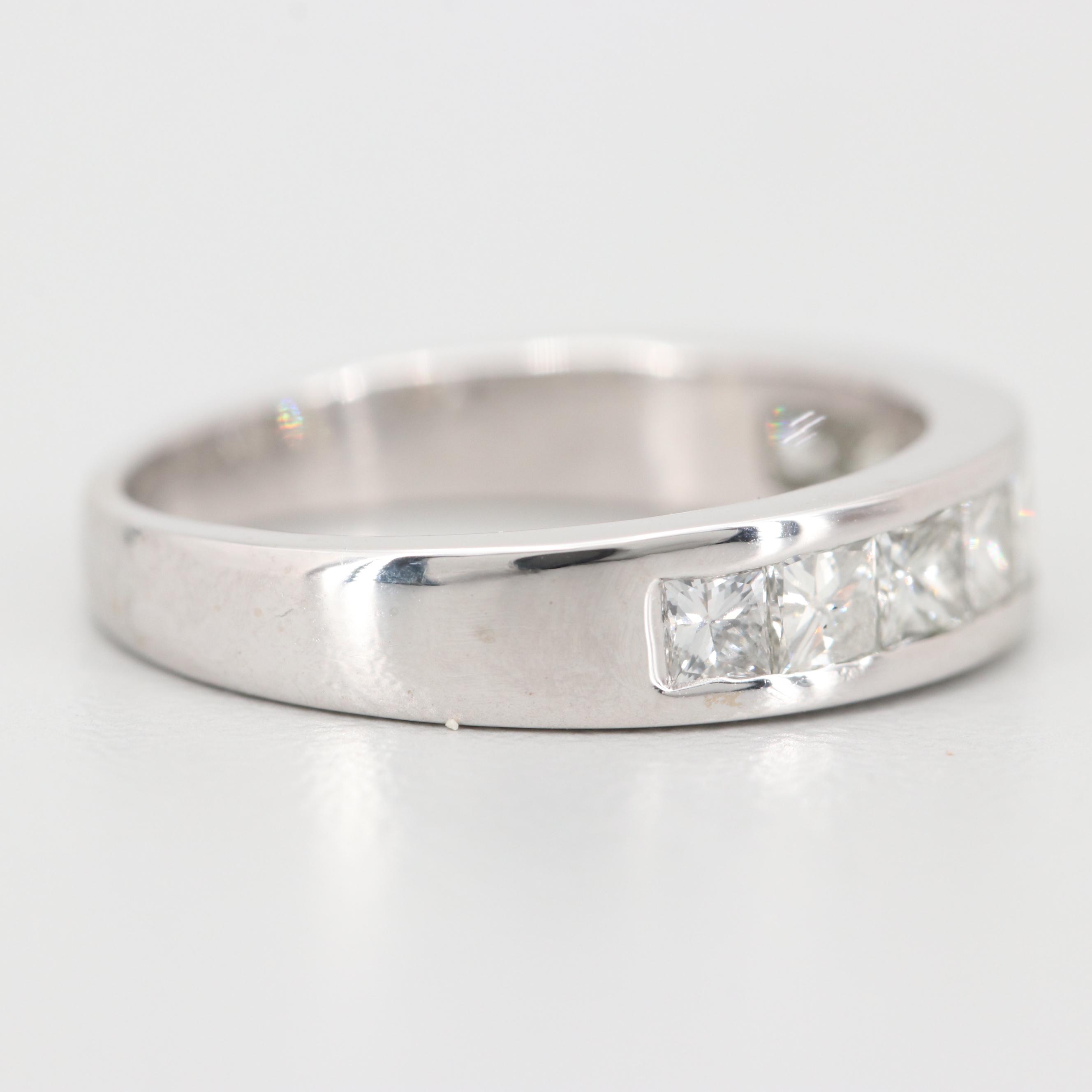 14K White Gold Princess Cut Diamond Band