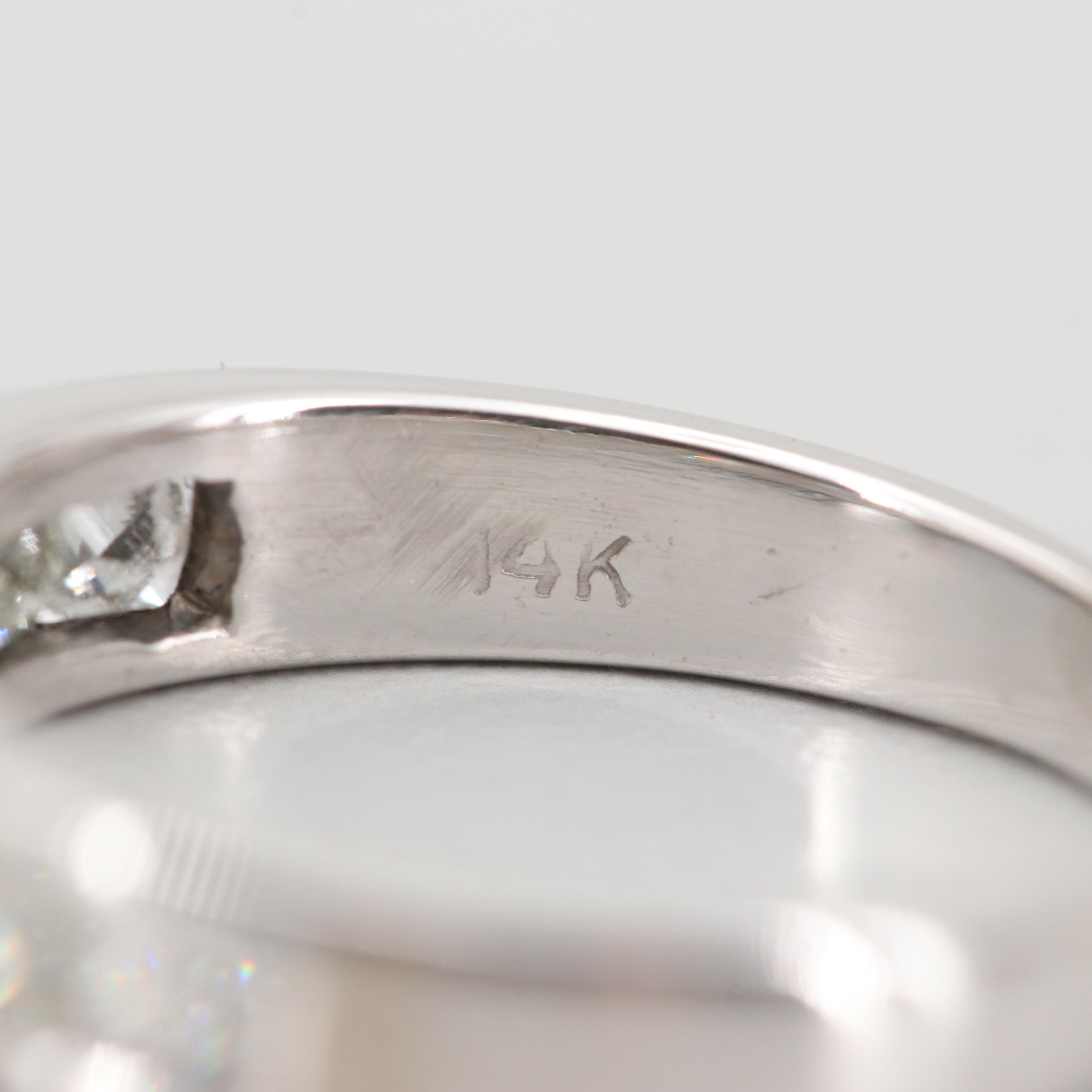 14K White Gold Princess Cut Diamond Band