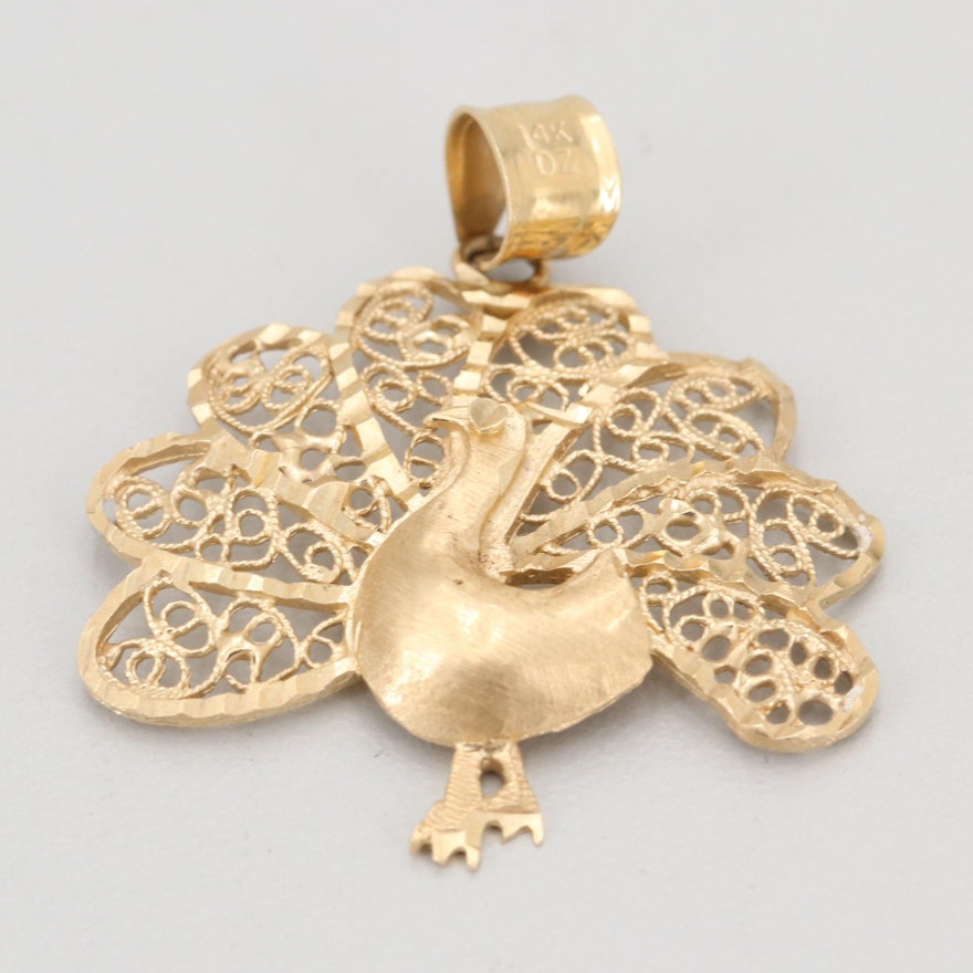 14K Yellow Gold "Peacock" Pendant