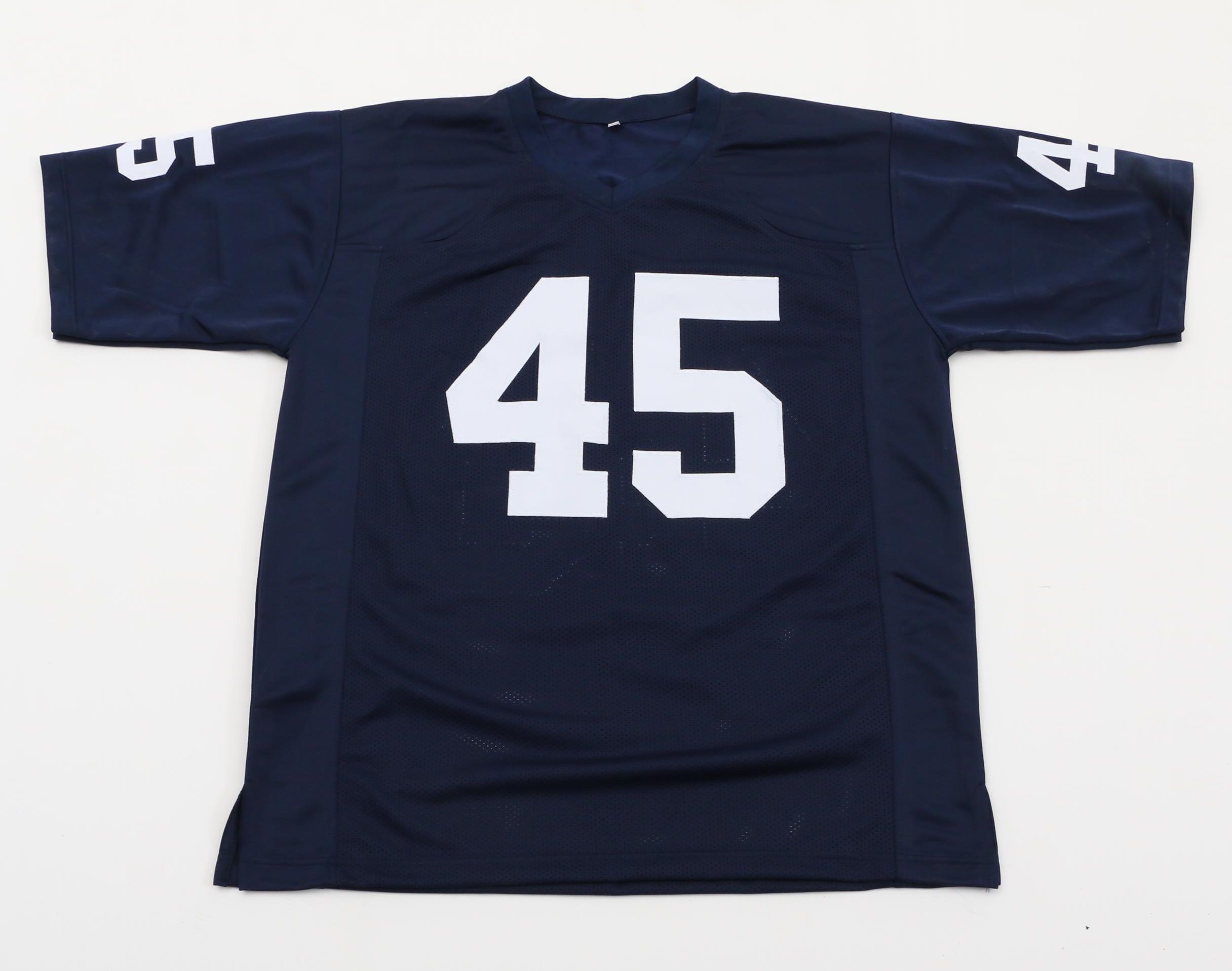 Rudy Ruettiger Signed "Never Quit" #45 Football Jersey, JSA COA