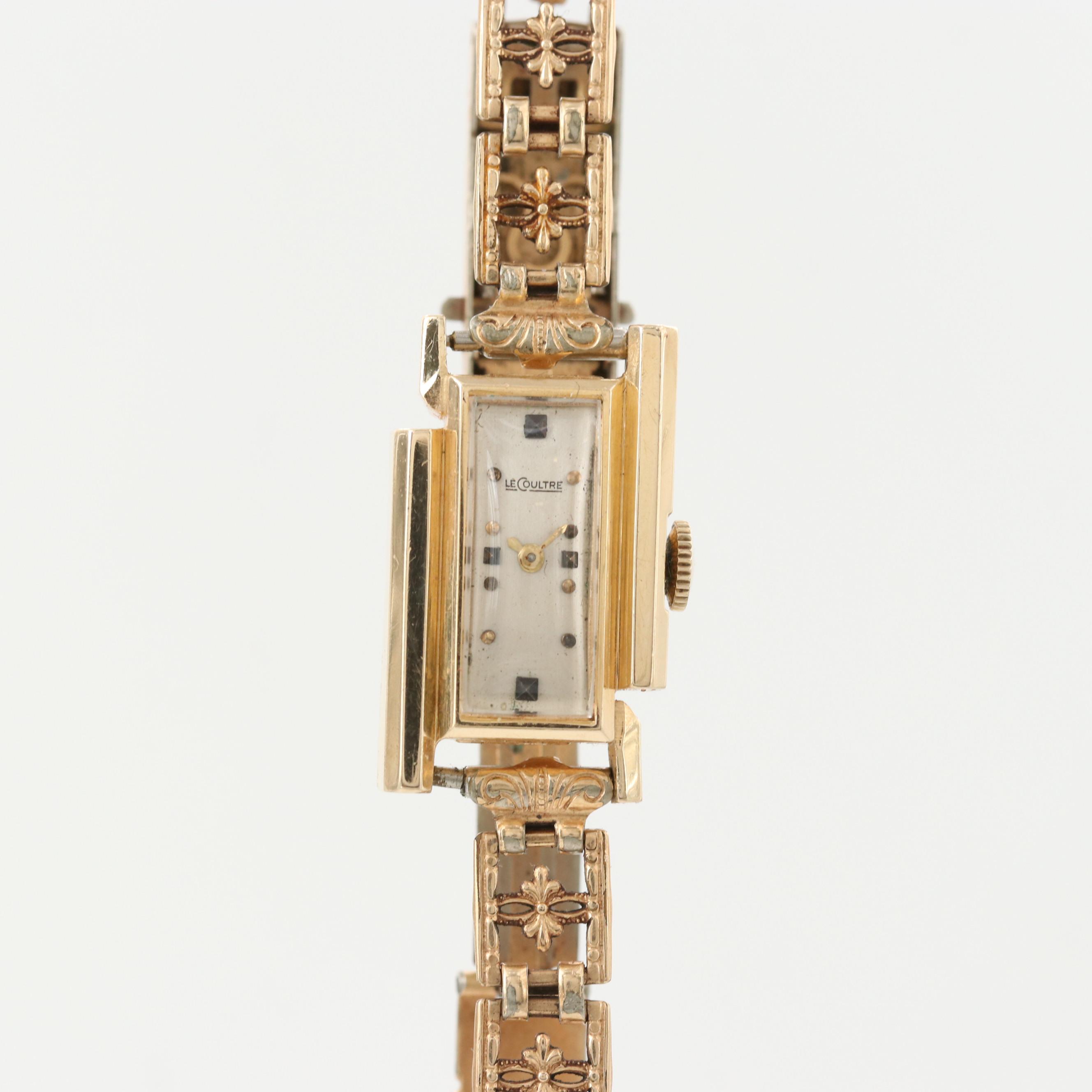 Vintage LeCoultre 14K Yellow Gold Fancy Lug Stem Wind Watch