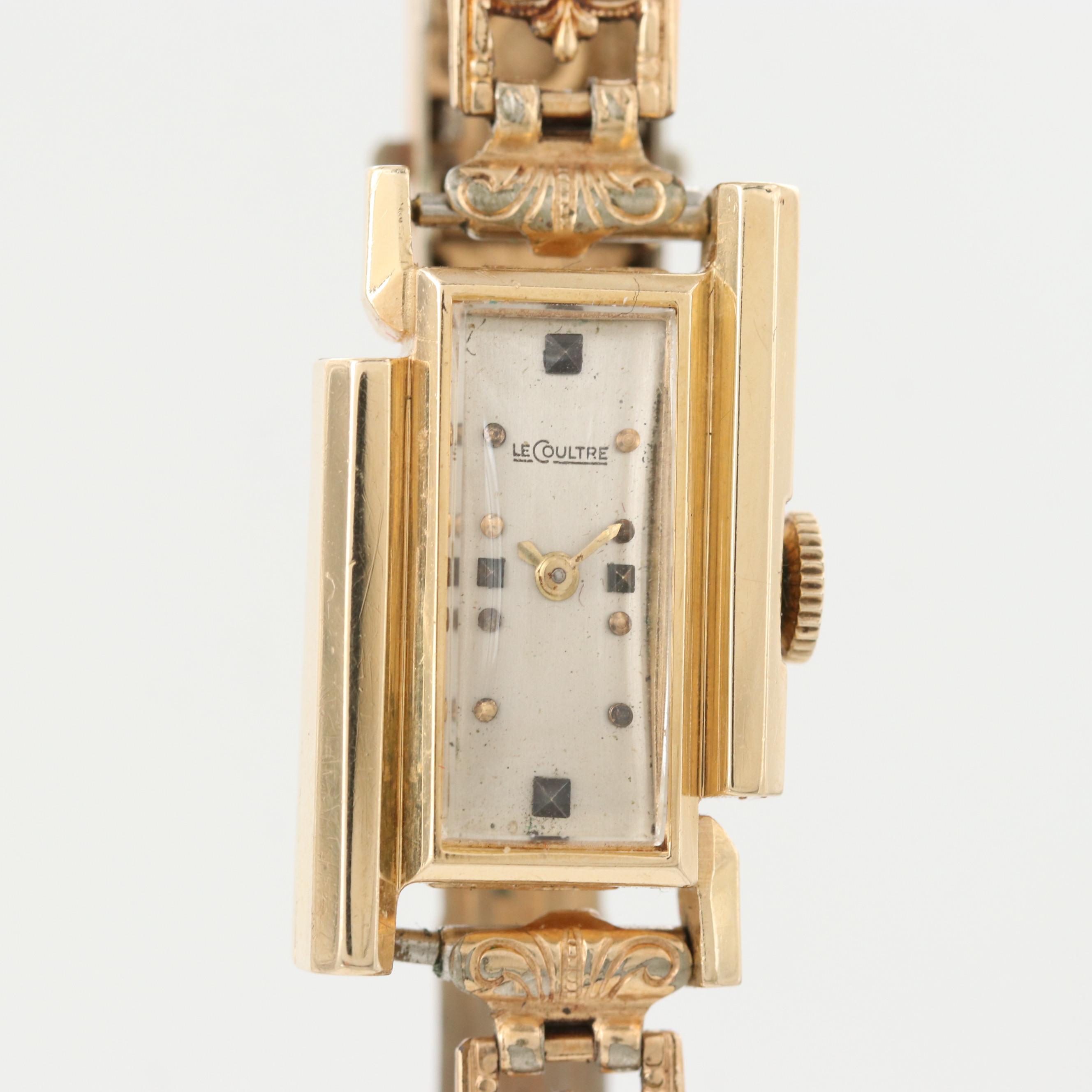 Vintage LeCoultre 14K Yellow Gold Fancy Lug Stem Wind Watch