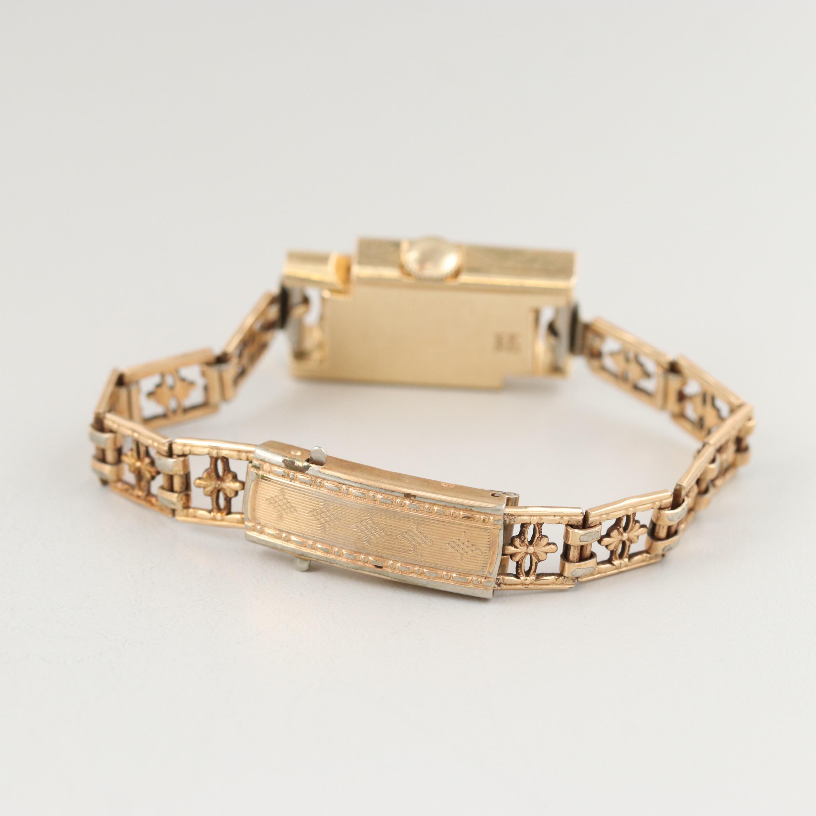 Vintage LeCoultre 14K Yellow Gold Fancy Lug Stem Wind Watch