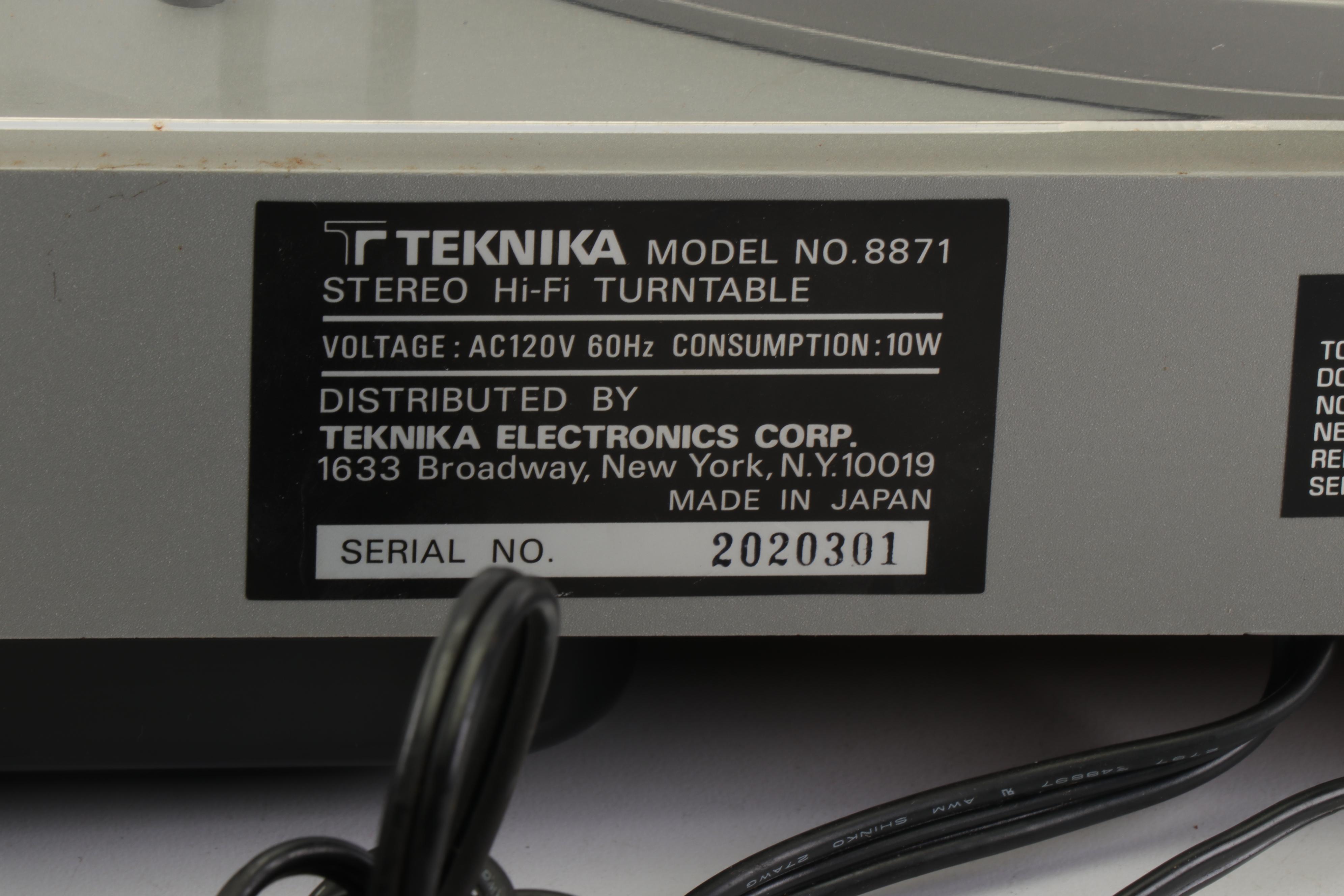 Teknika 8871 Stereo Hi-Fi Turntable