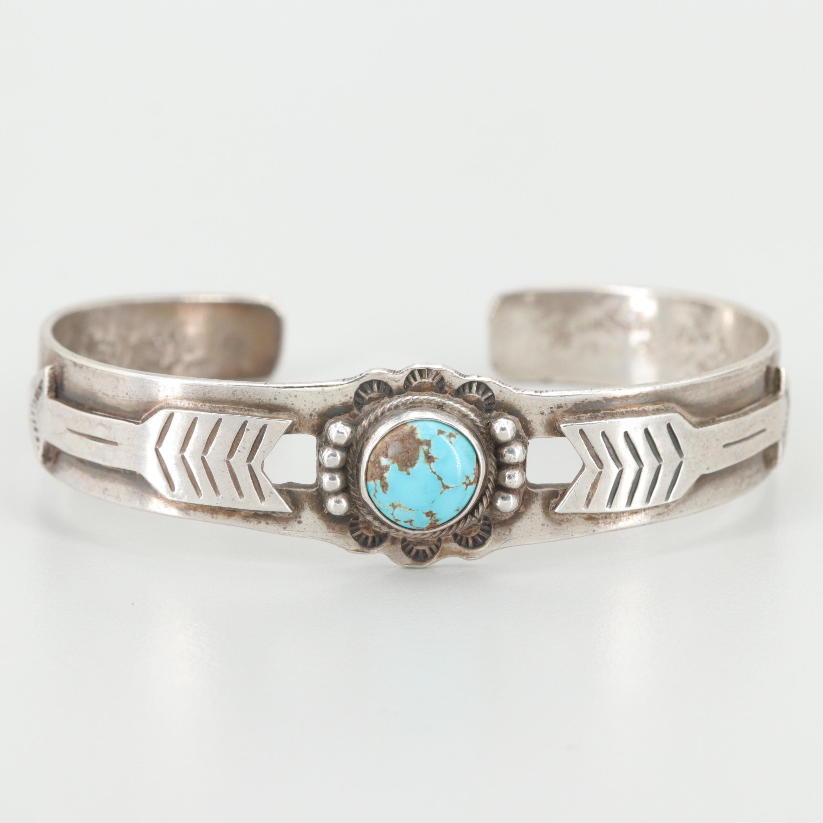 Southwestern Style Sterling Silver Turquoise Cuff Bracelet