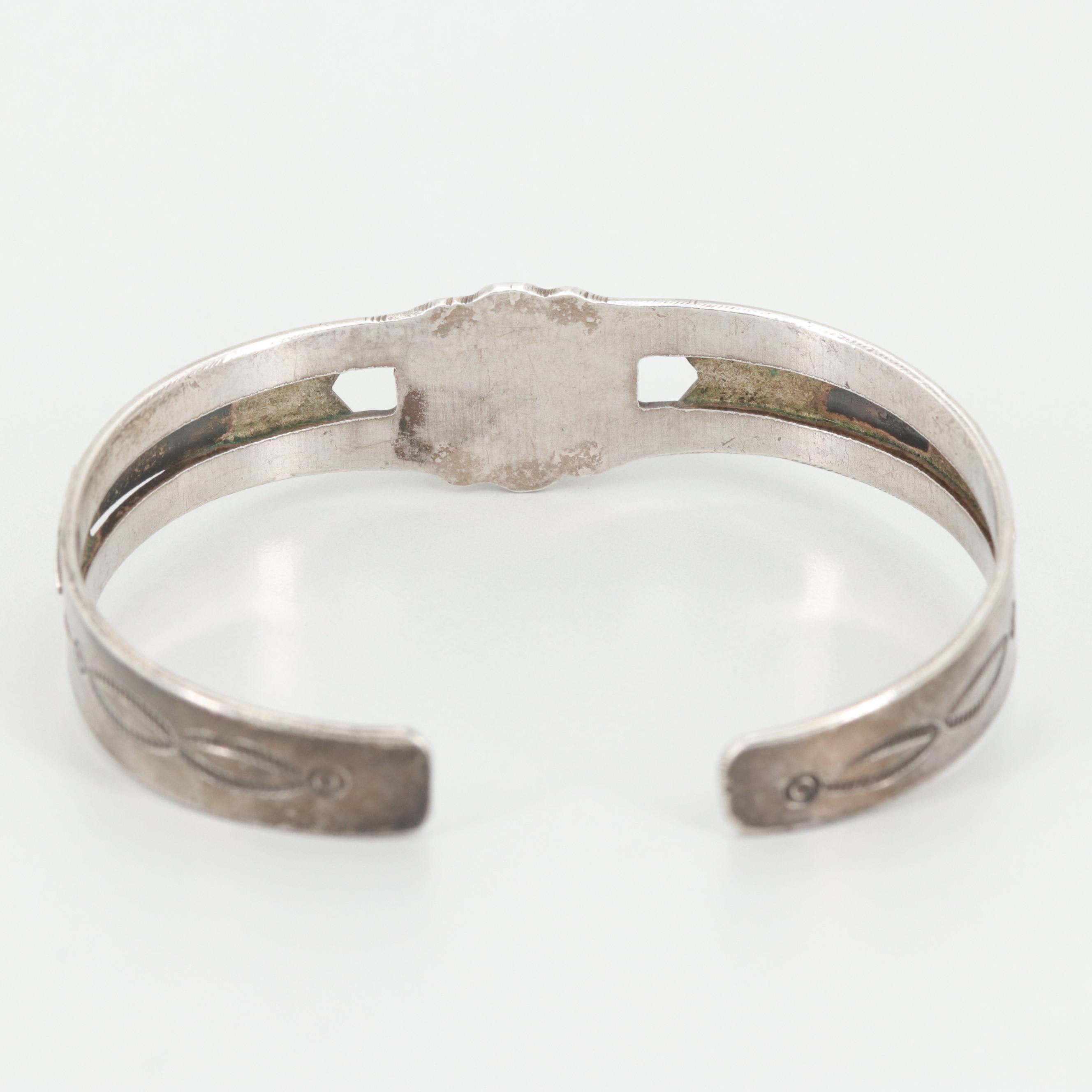 Southwestern Style Sterling Silver Turquoise Cuff Bracelet