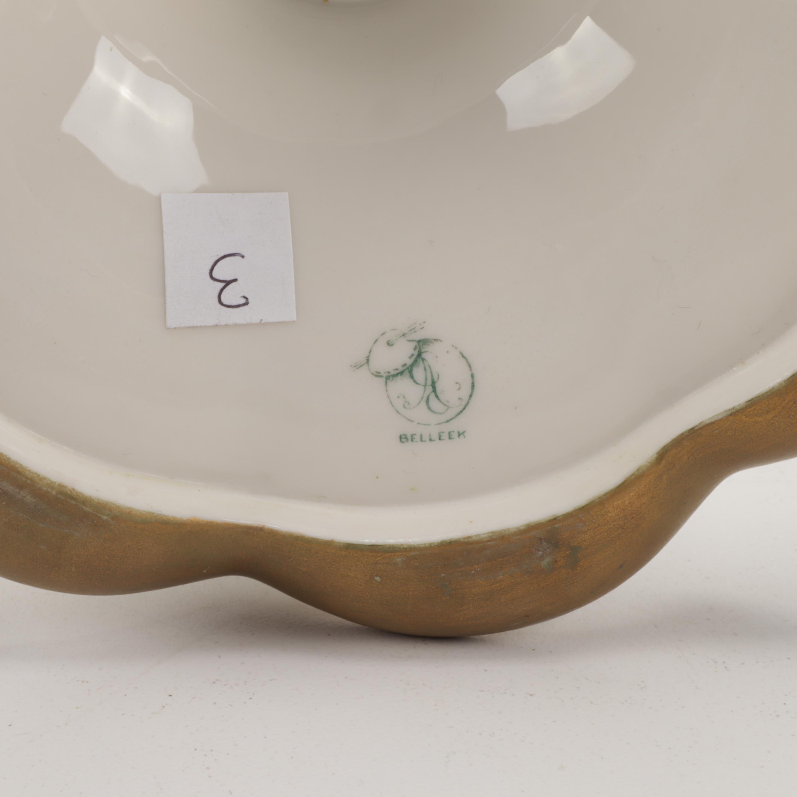 American Belleek Tall Hand-Painted Floral Trumpet Vase