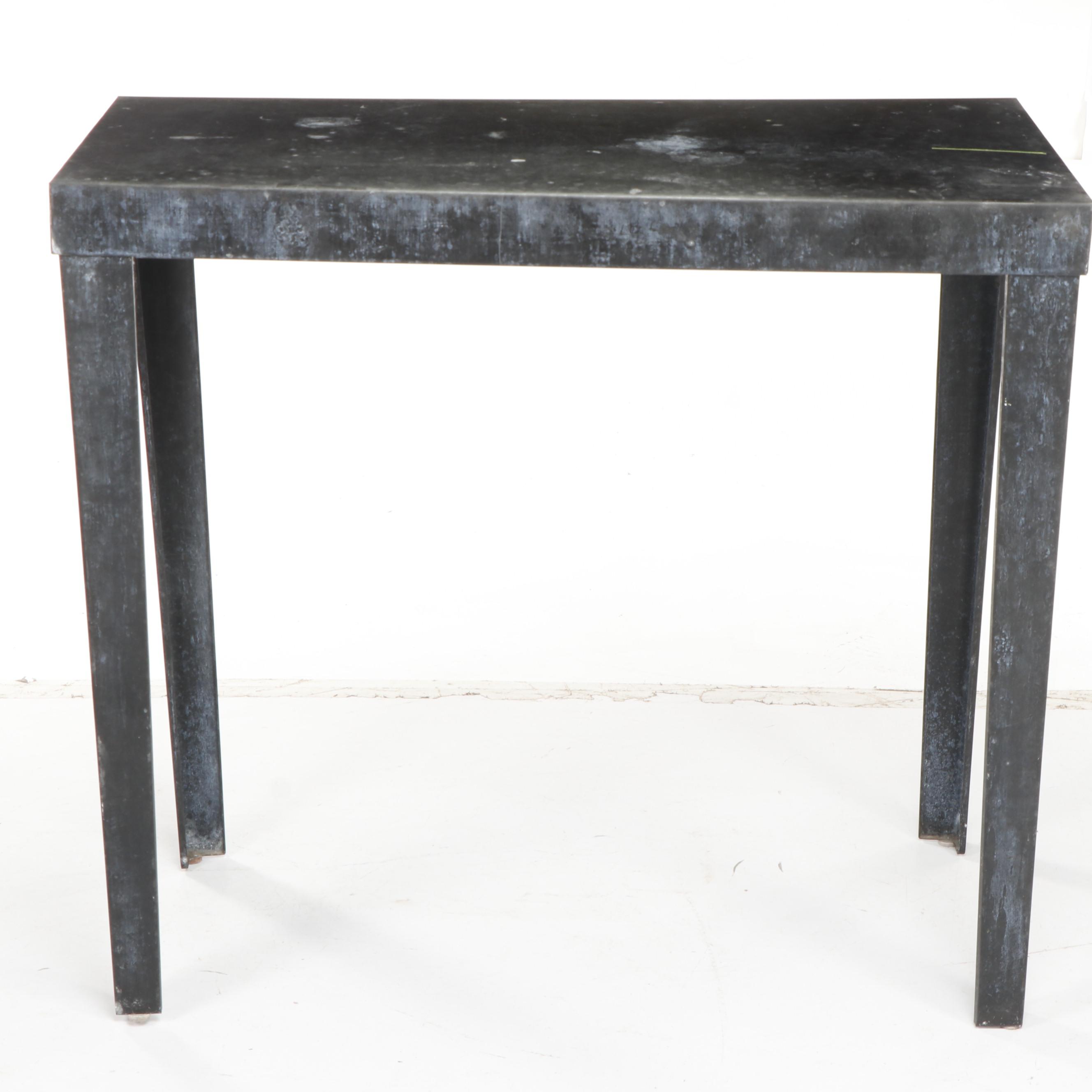 Industrial Style Black Painted Metal Table, Vintage