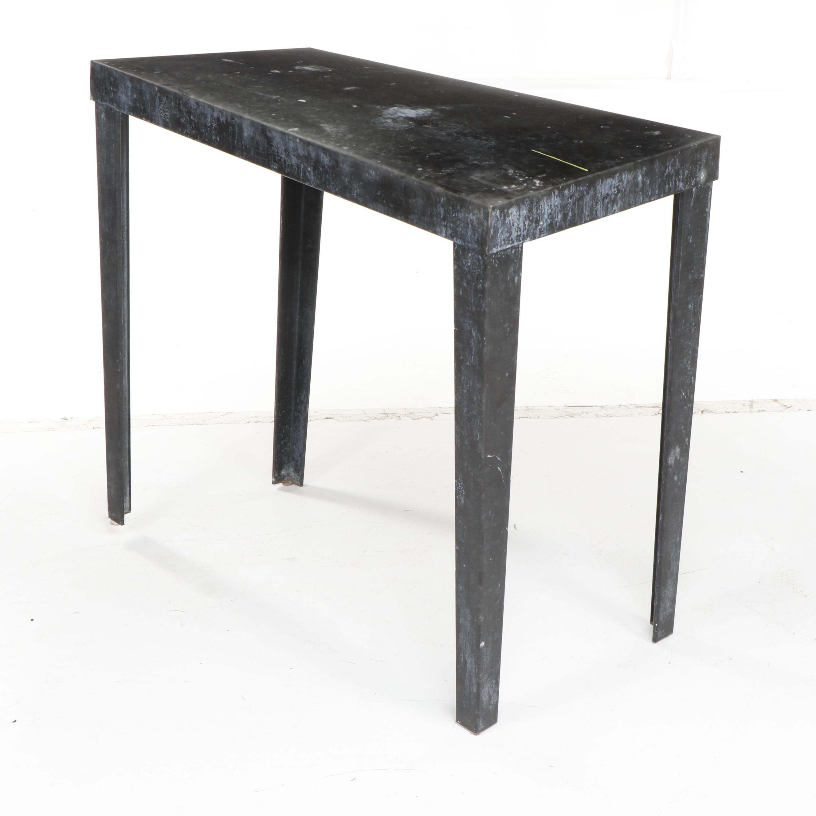 Industrial Style Black Painted Metal Table, Vintage
