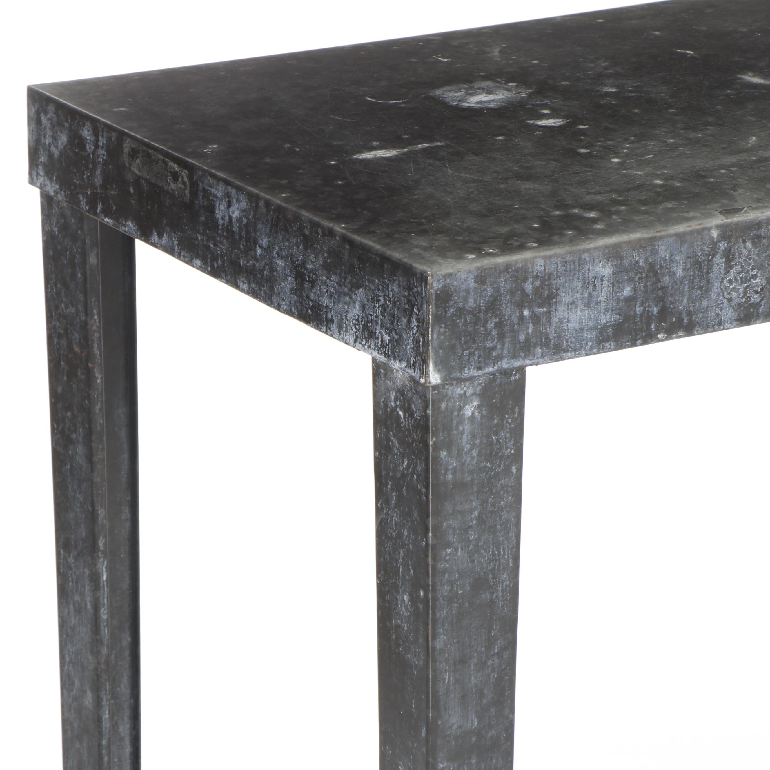 Industrial Style Black Painted Metal Table, Vintage