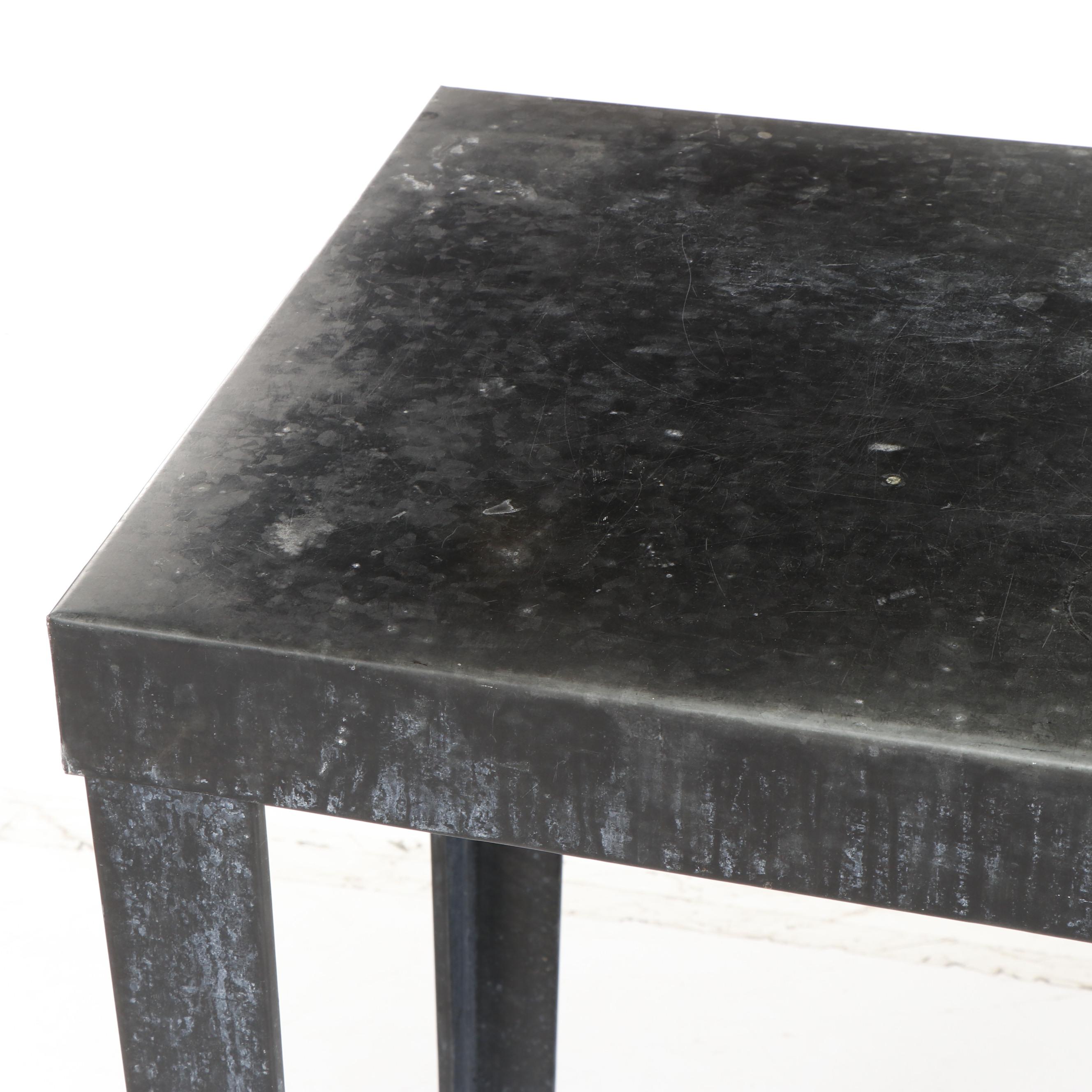 Industrial Style Black Painted Metal Table, Vintage