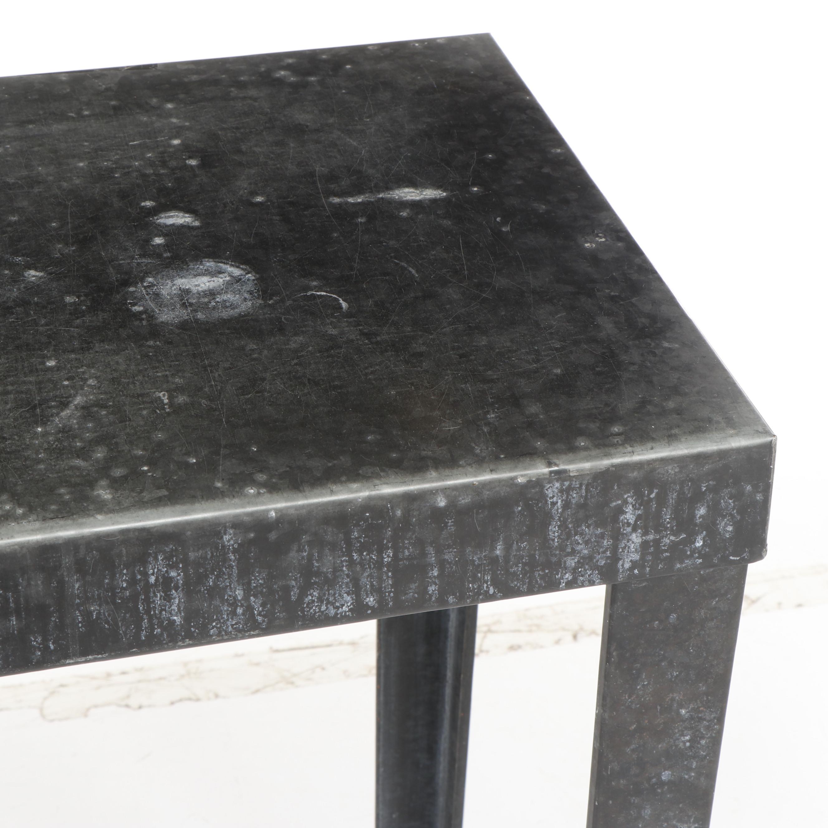 Industrial Style Black Painted Metal Table, Vintage
