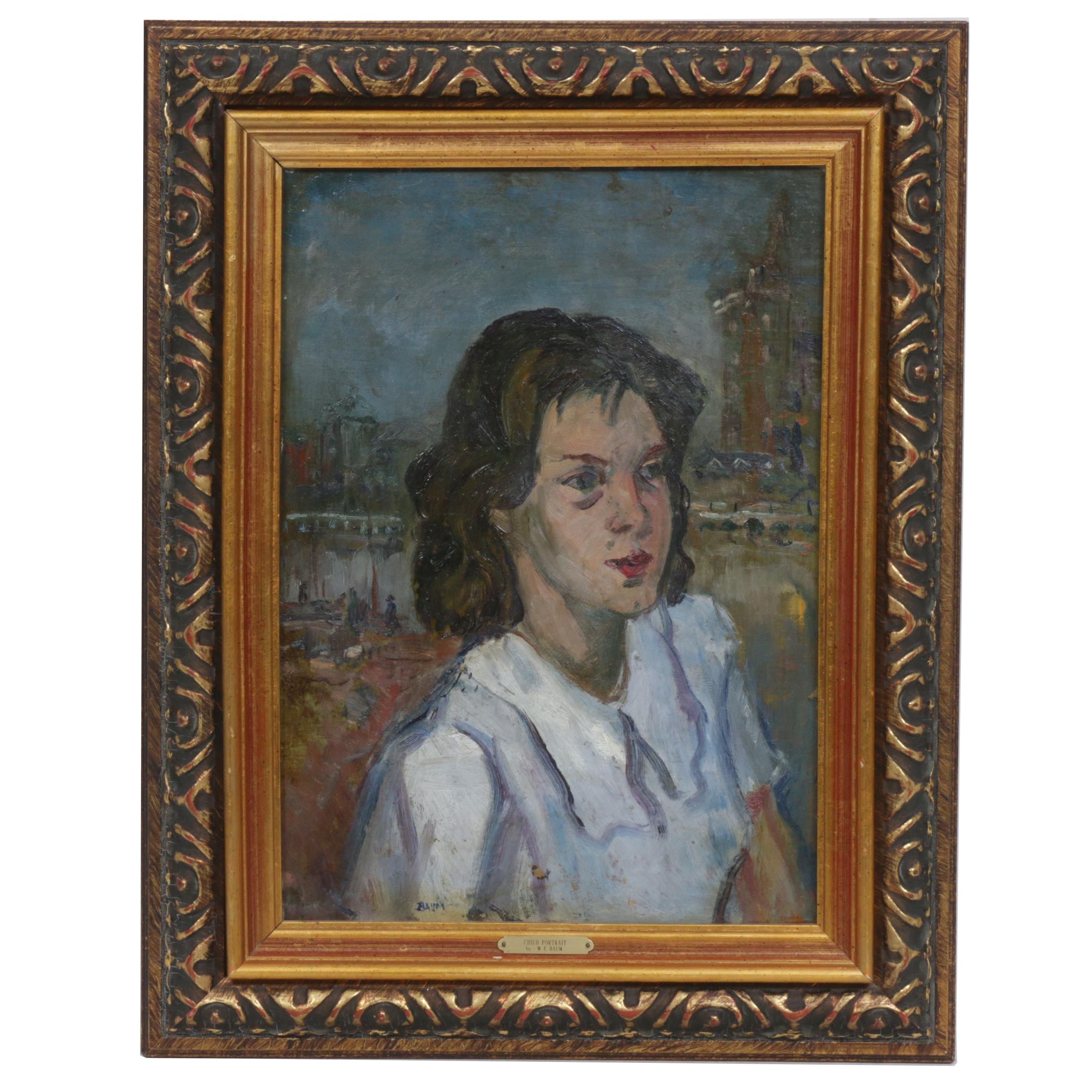 Walter Emerson Baum Oil Painting "Child Portrait"