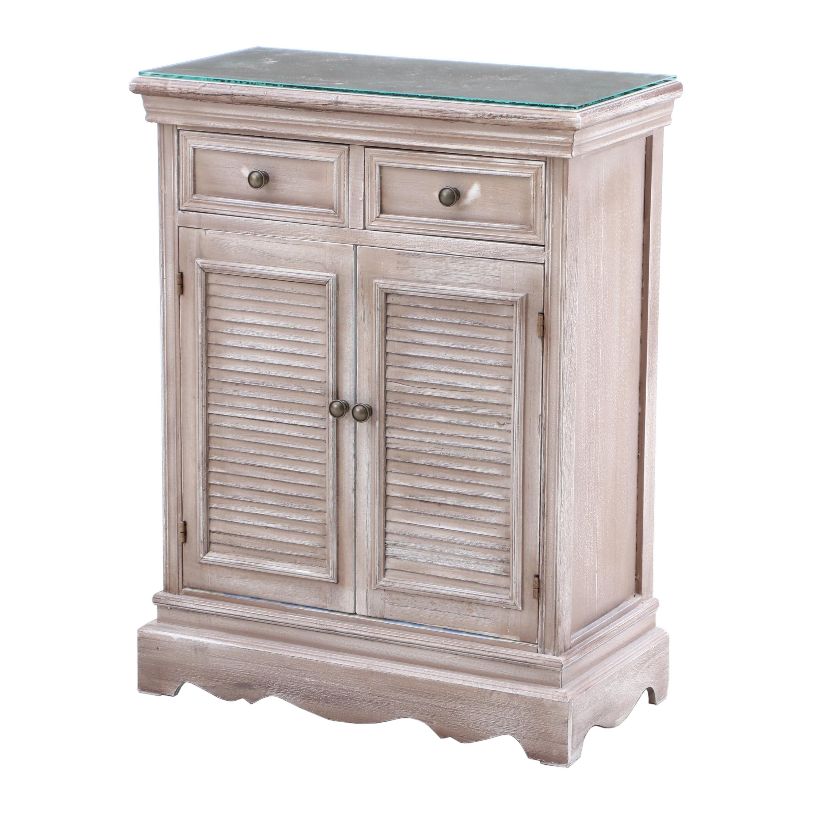 Hobby Lobby Distressed Finish Wood and Glass End Table, contemporary