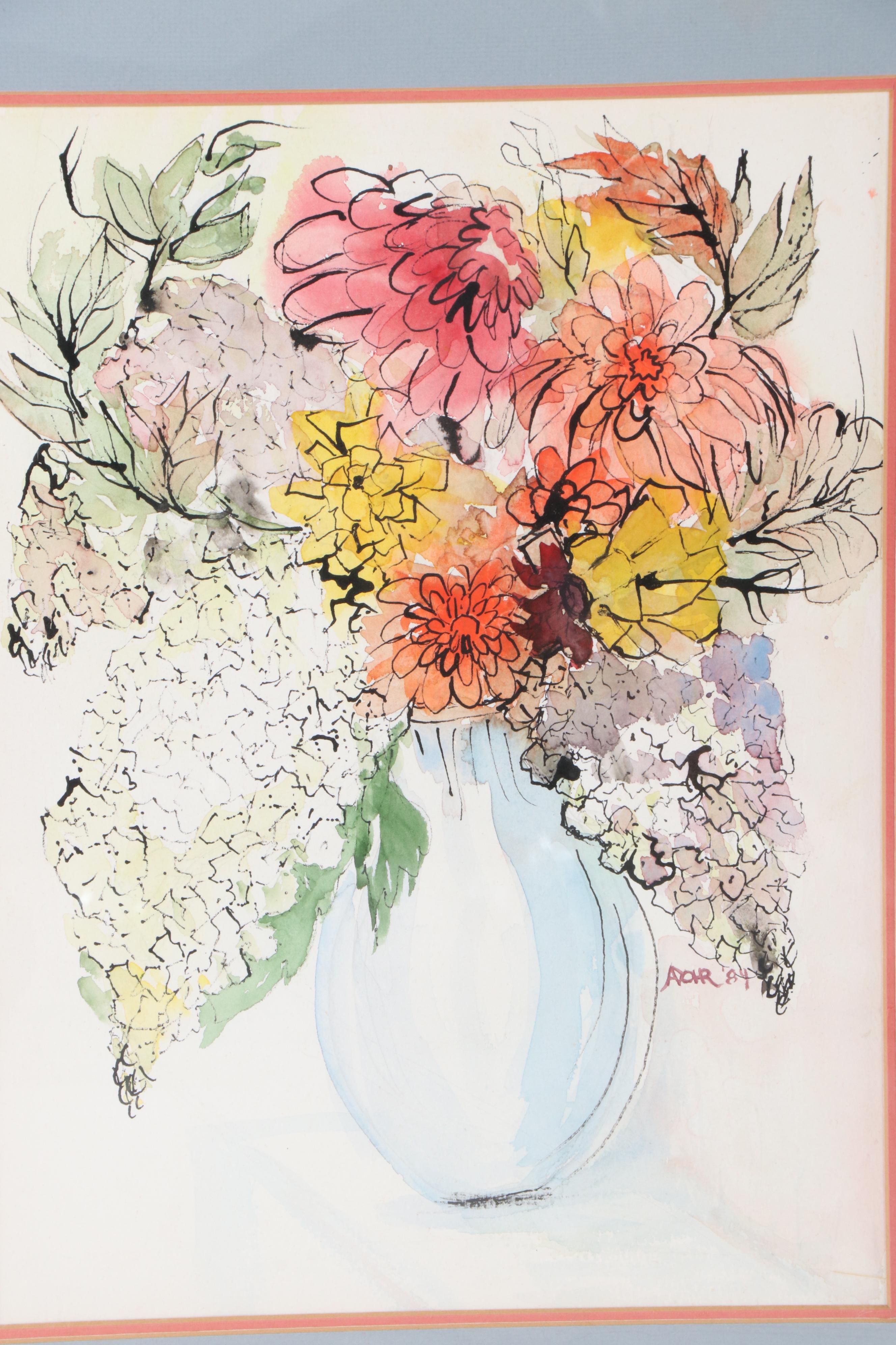 Late 20th Century Watercolor Paintings