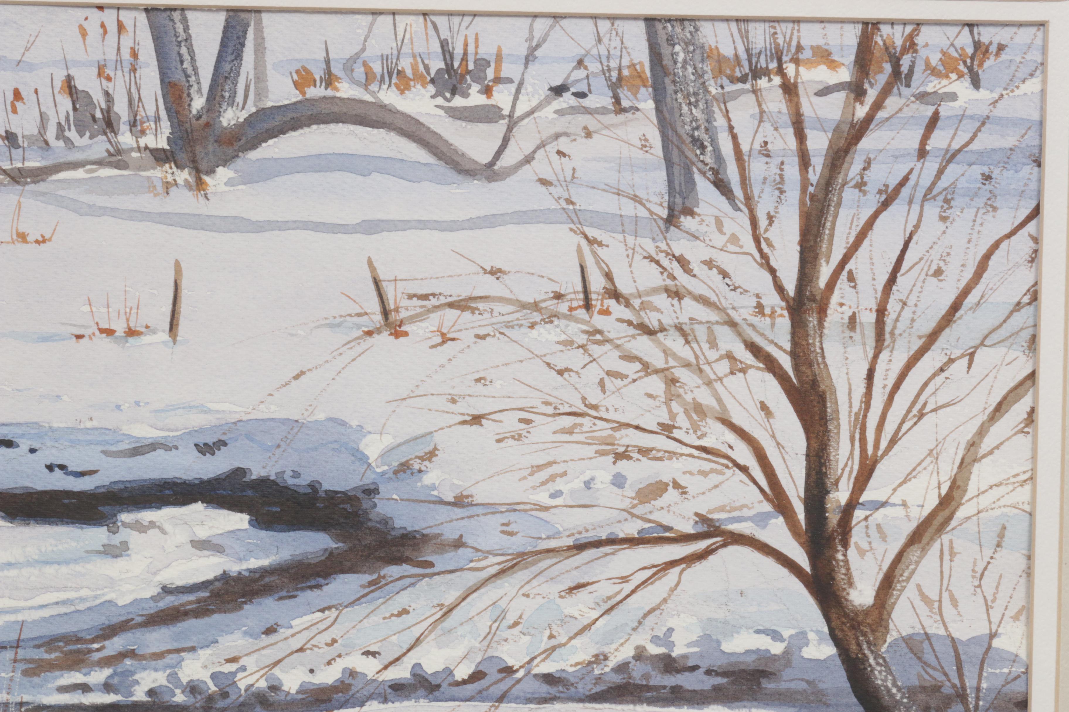 Crawford Donnelly Winter Landscape Watercolor Painting
