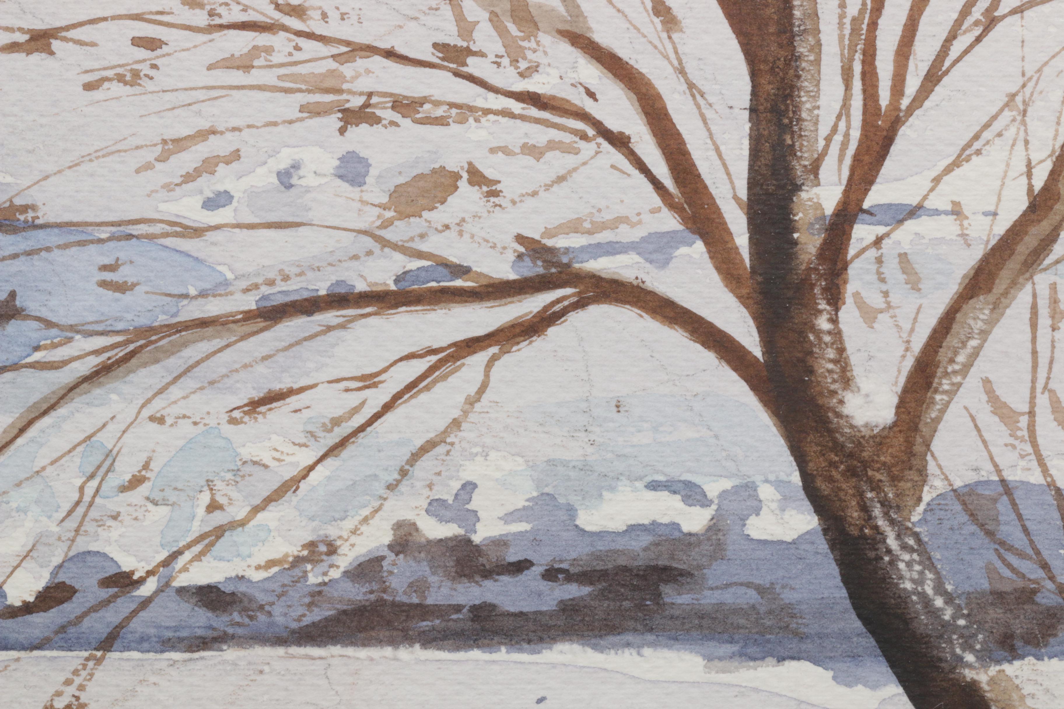 Crawford Donnelly Winter Landscape Watercolor Painting