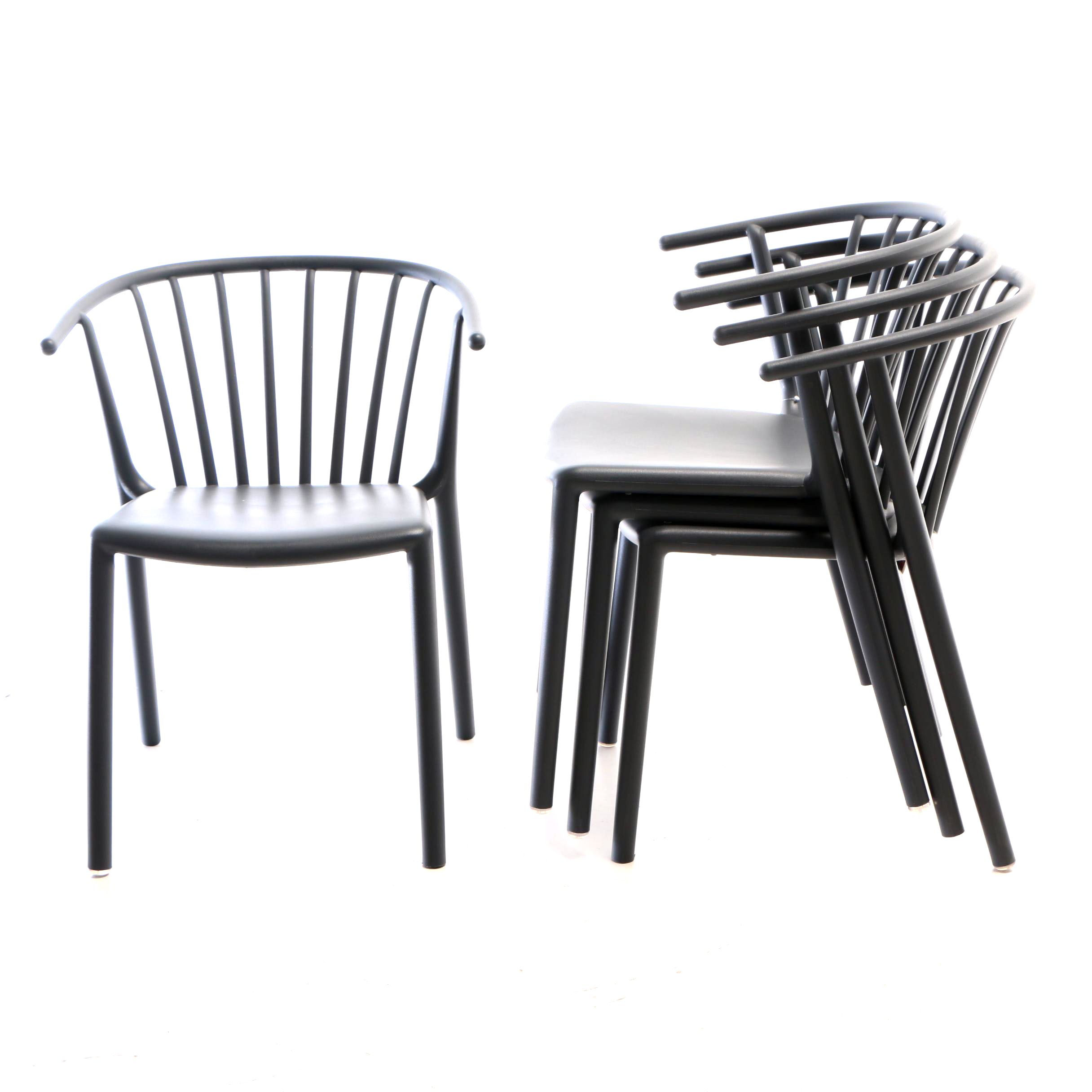 Josep Lluscà "Woody" Molded Polypropylene Indoor/Outdoor Stacking Armchairs