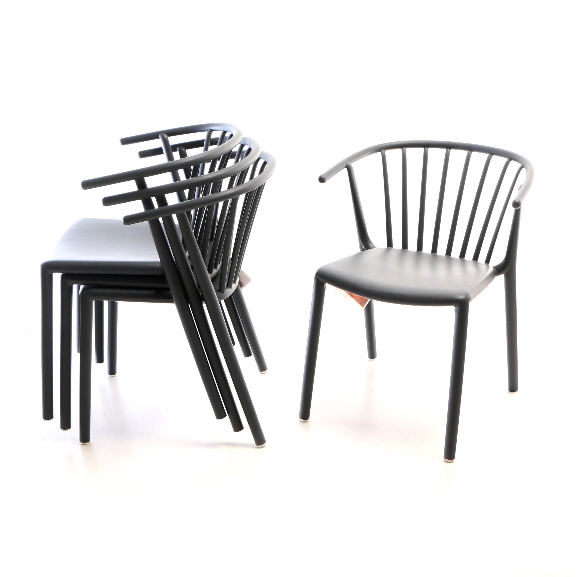 Josep Lluscà "Woody" Molded Polypropylene Indoor/Outdoor Stacking Armchairs