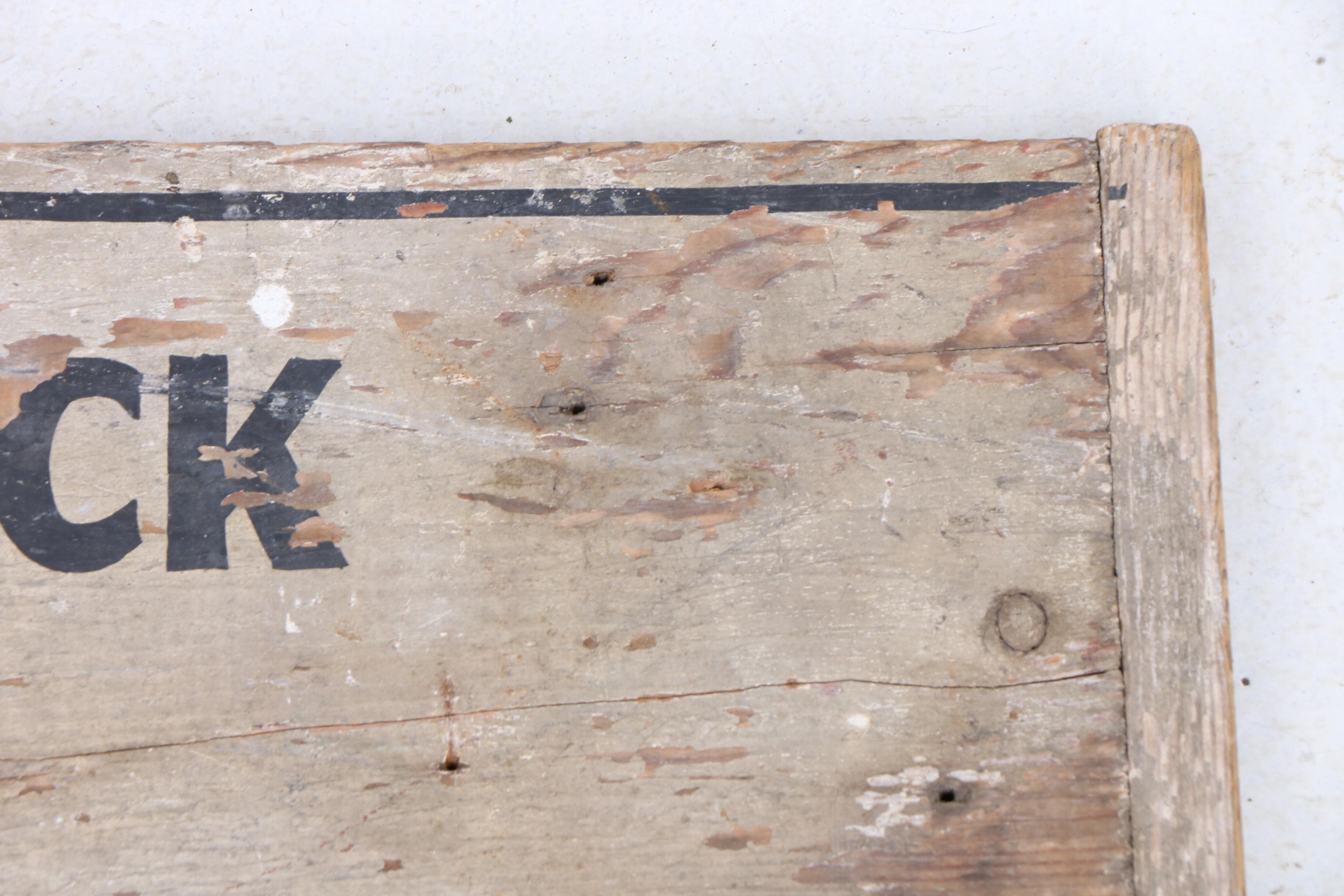 John G. Keck & Co. Sale Sign with Wooden Yard Sticks, Mid-Century