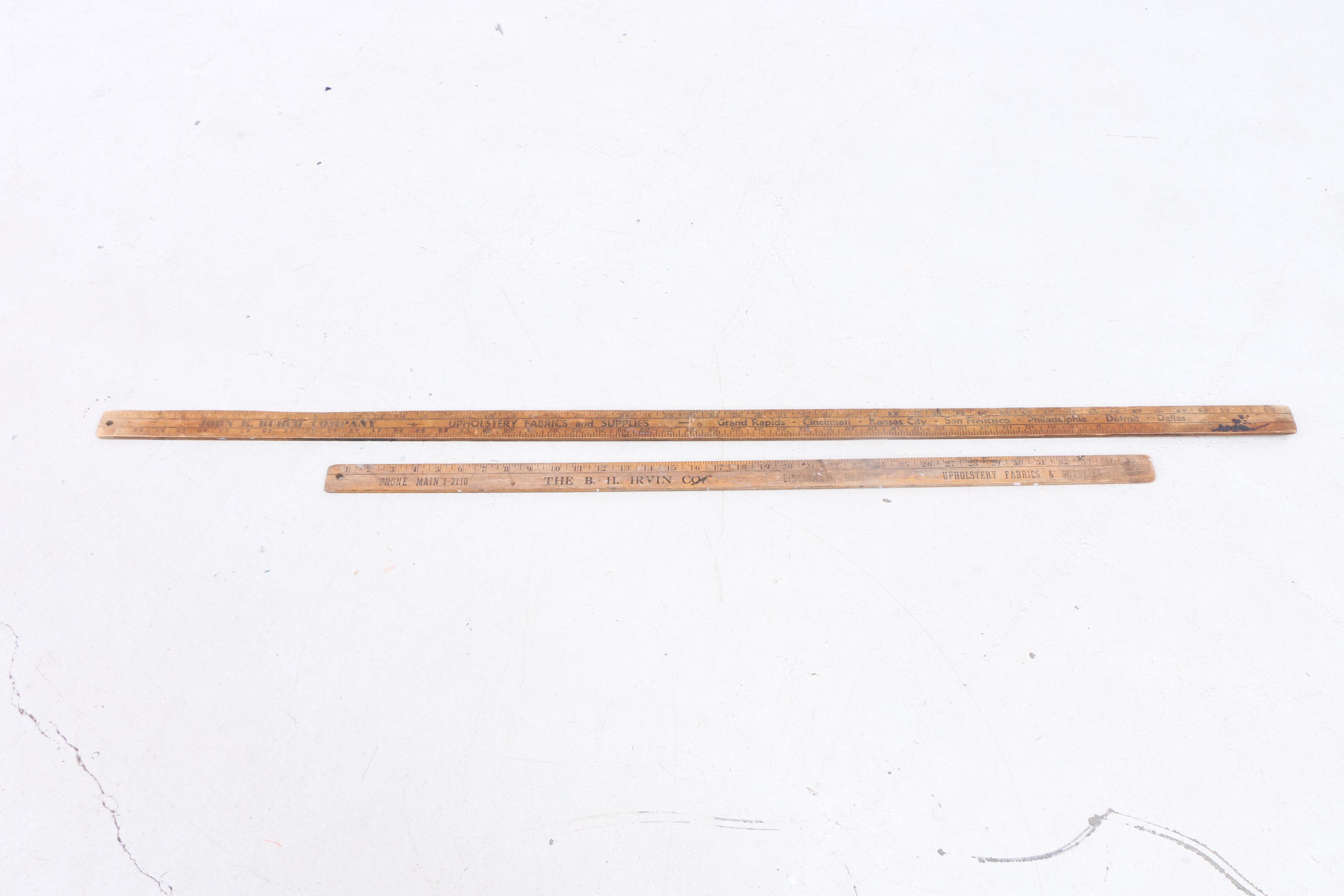 John G. Keck & Co. Sale Sign with Wooden Yard Sticks, Mid-Century