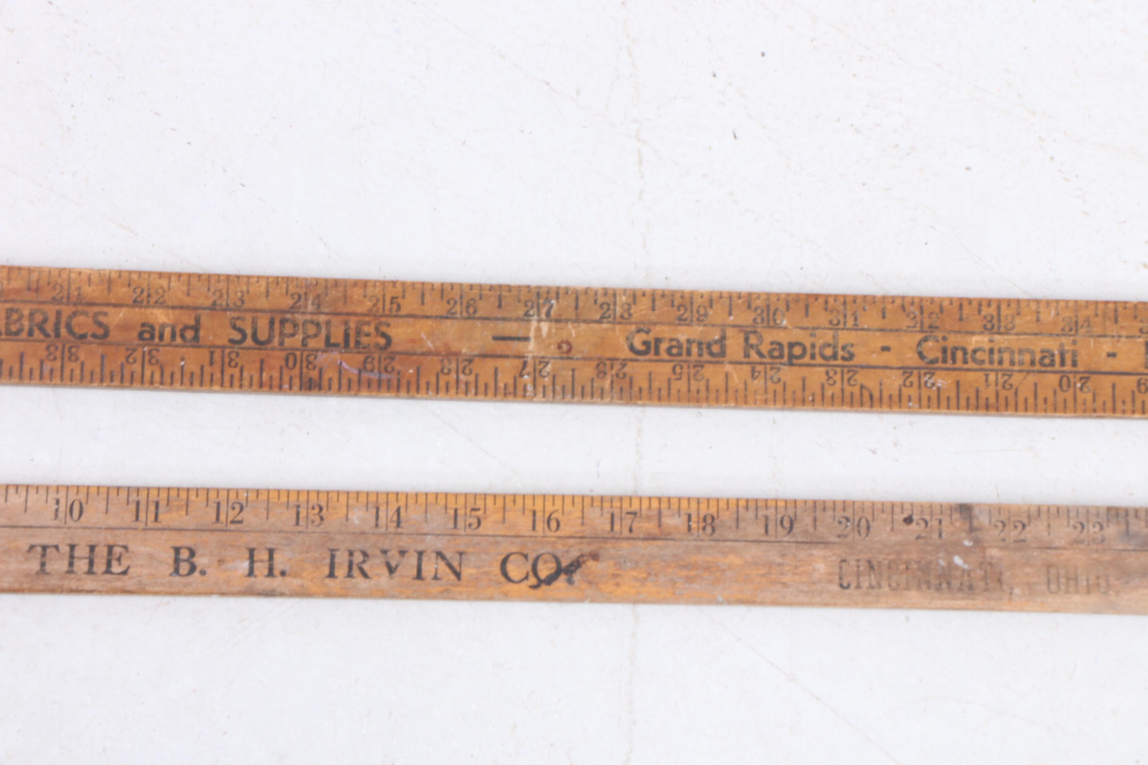 John G. Keck & Co. Sale Sign with Wooden Yard Sticks, Mid-Century