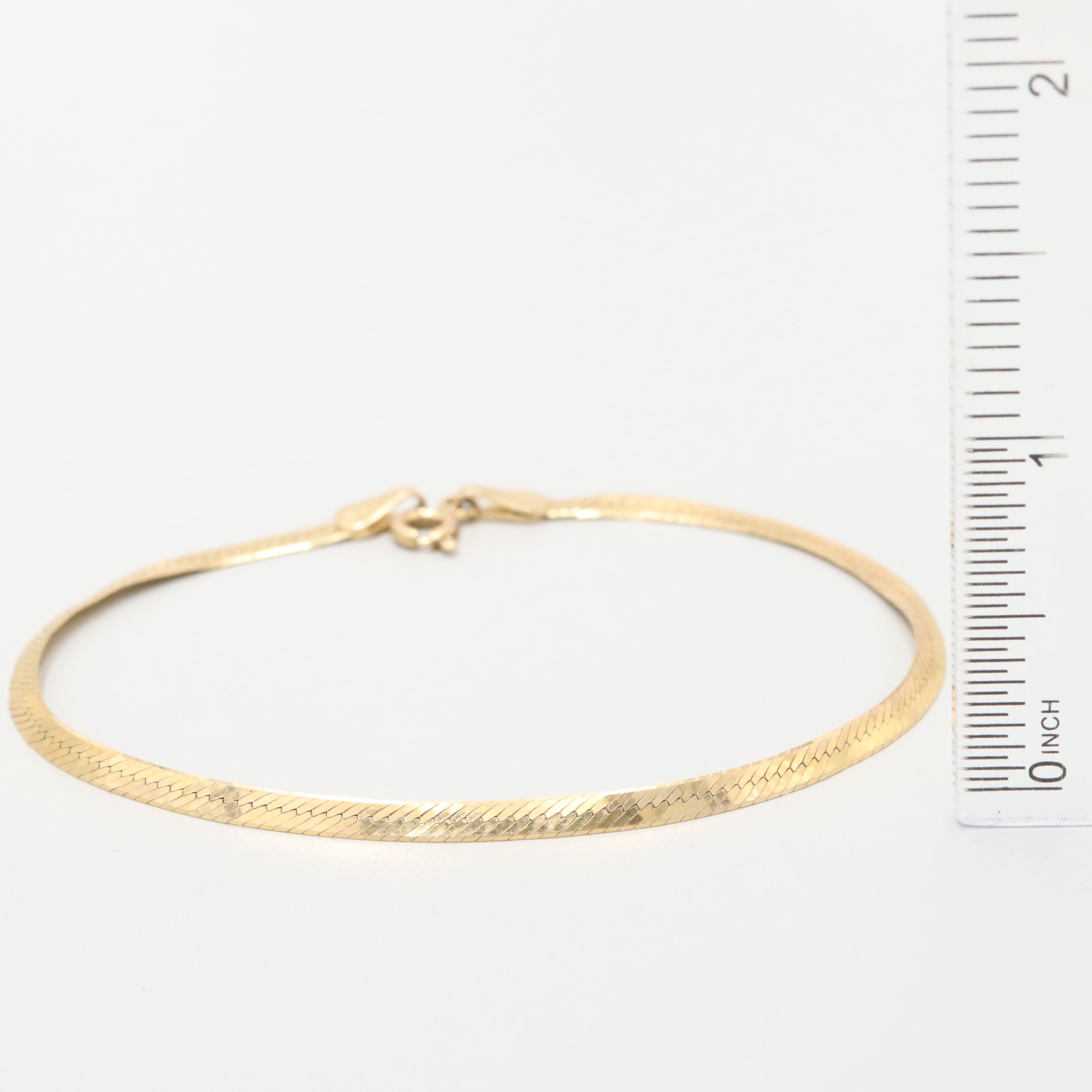 14K Yellow Gold Herringbone Chain Bracelet